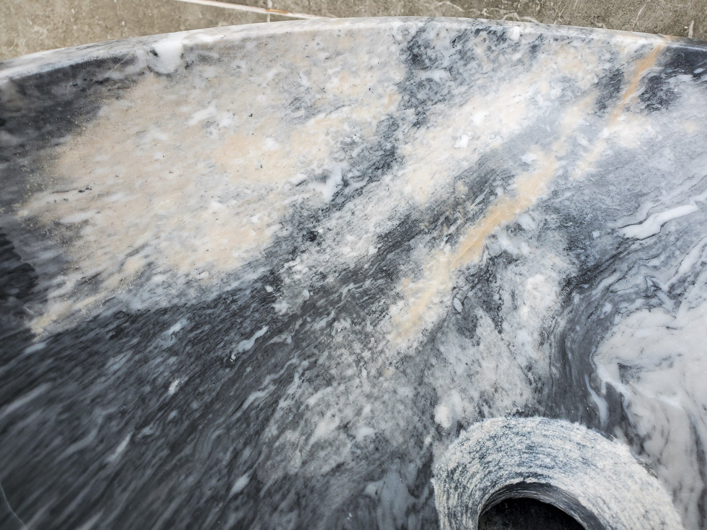 S31_04 Round Marble Vessel Bathroom Sink - 16 x 16 inch