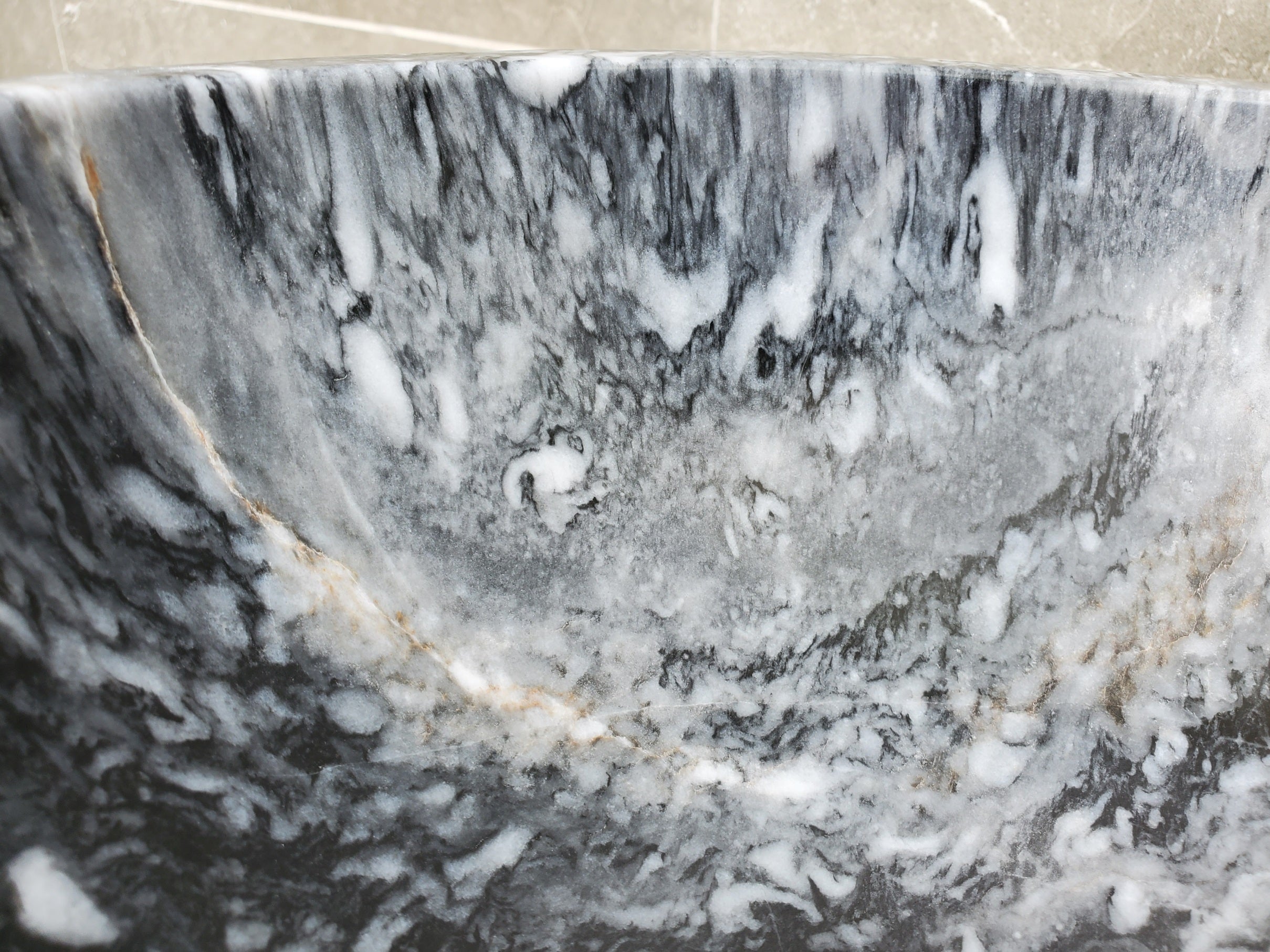 S31_05 Round Marble Vessel Bathroom Sink