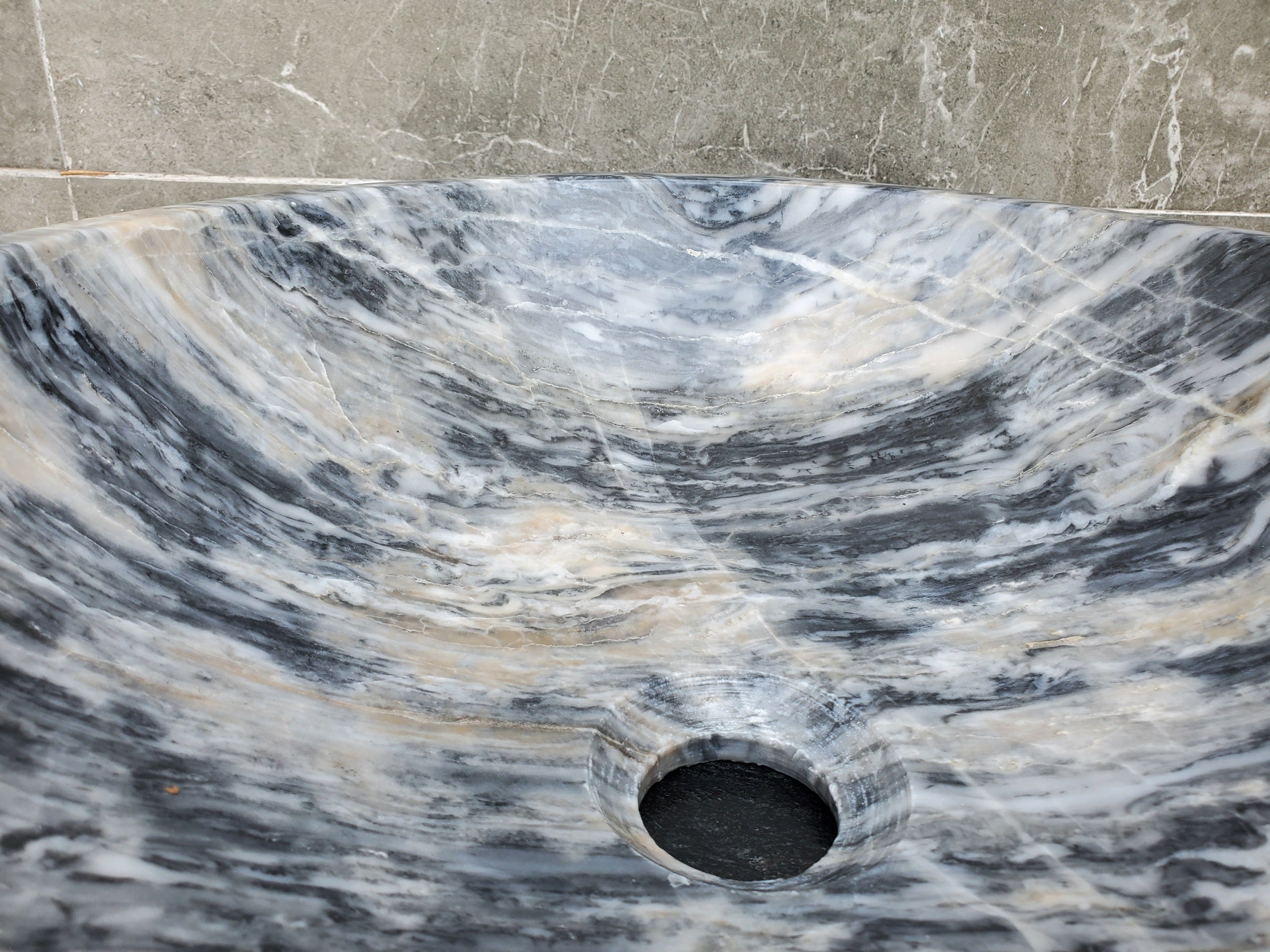 S29_22 Marble Stone Vessel Bathroom Sink (Round)