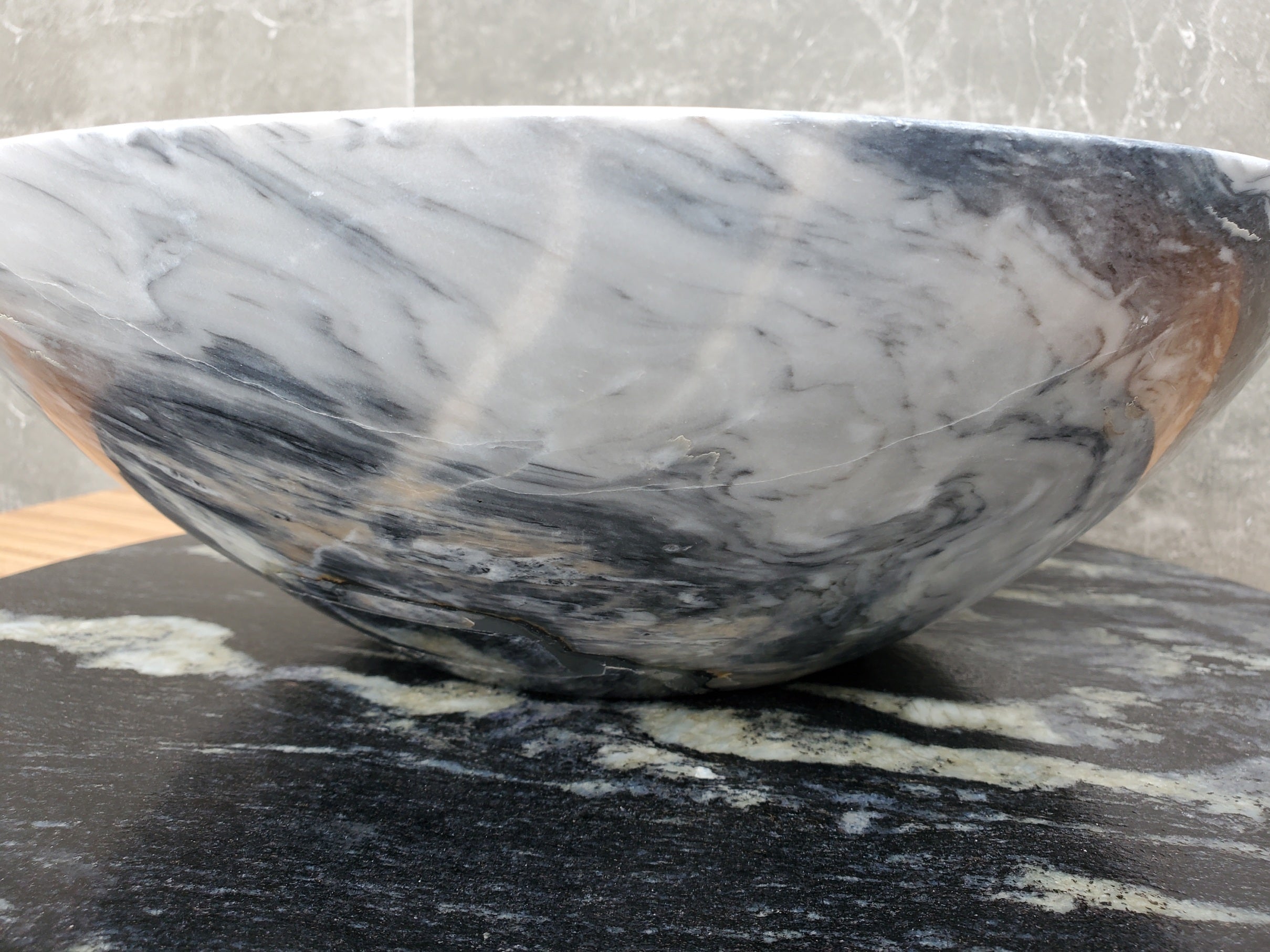 S31_04 Round Marble Vessel Bathroom Sink