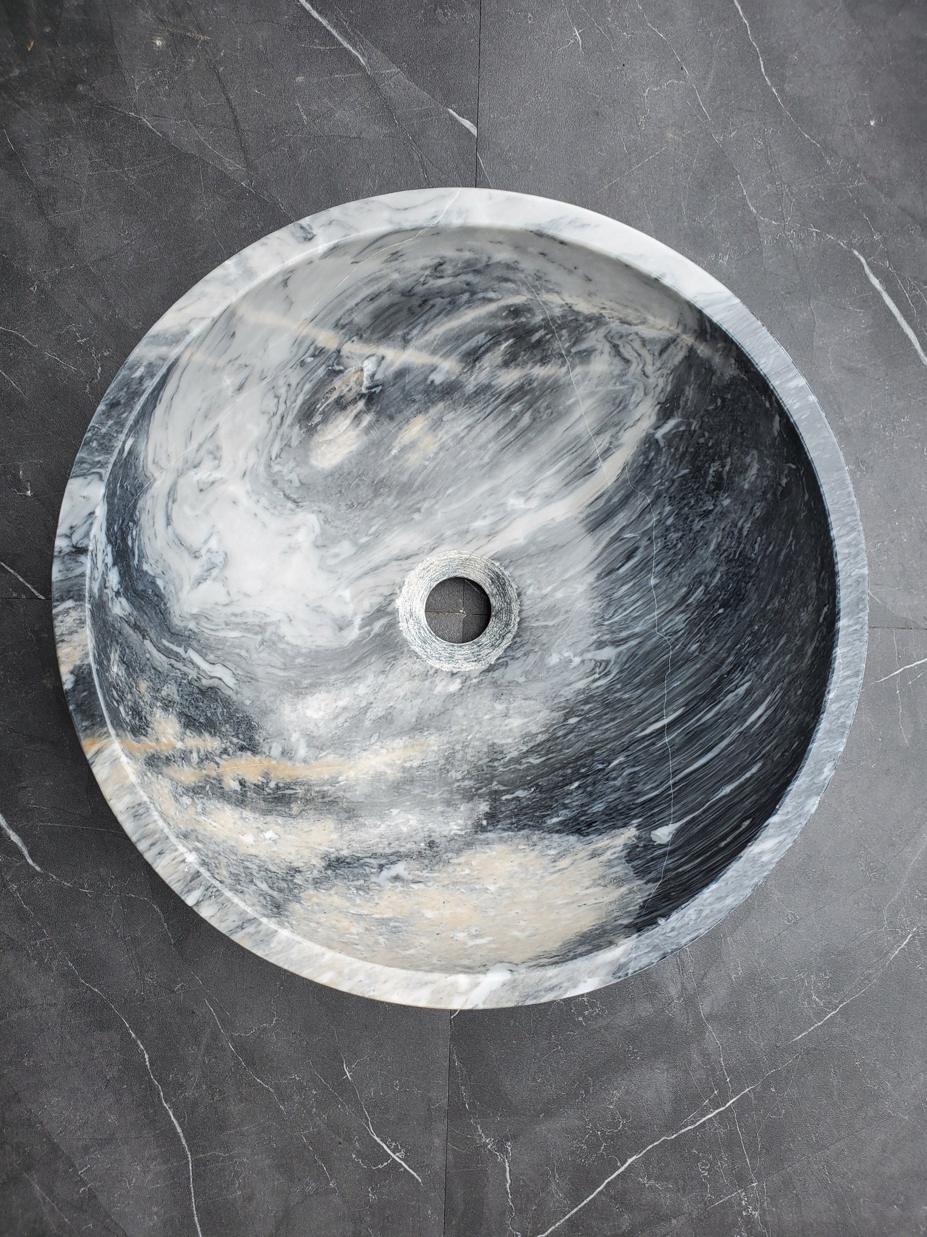 S31_04 Round Marble Vessel Bathroom Sink