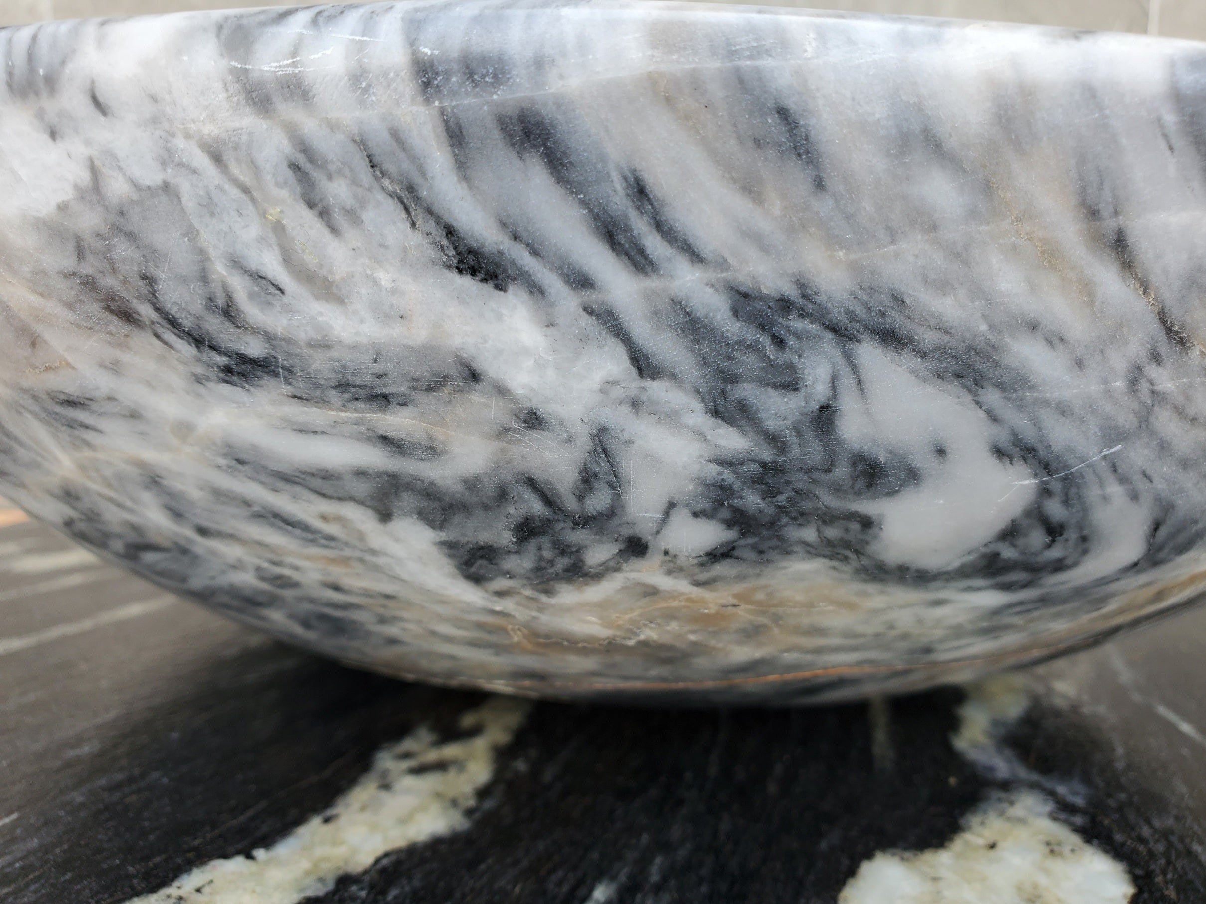S29_21 Marble Stone Vessel Bathroom Sink (Round)