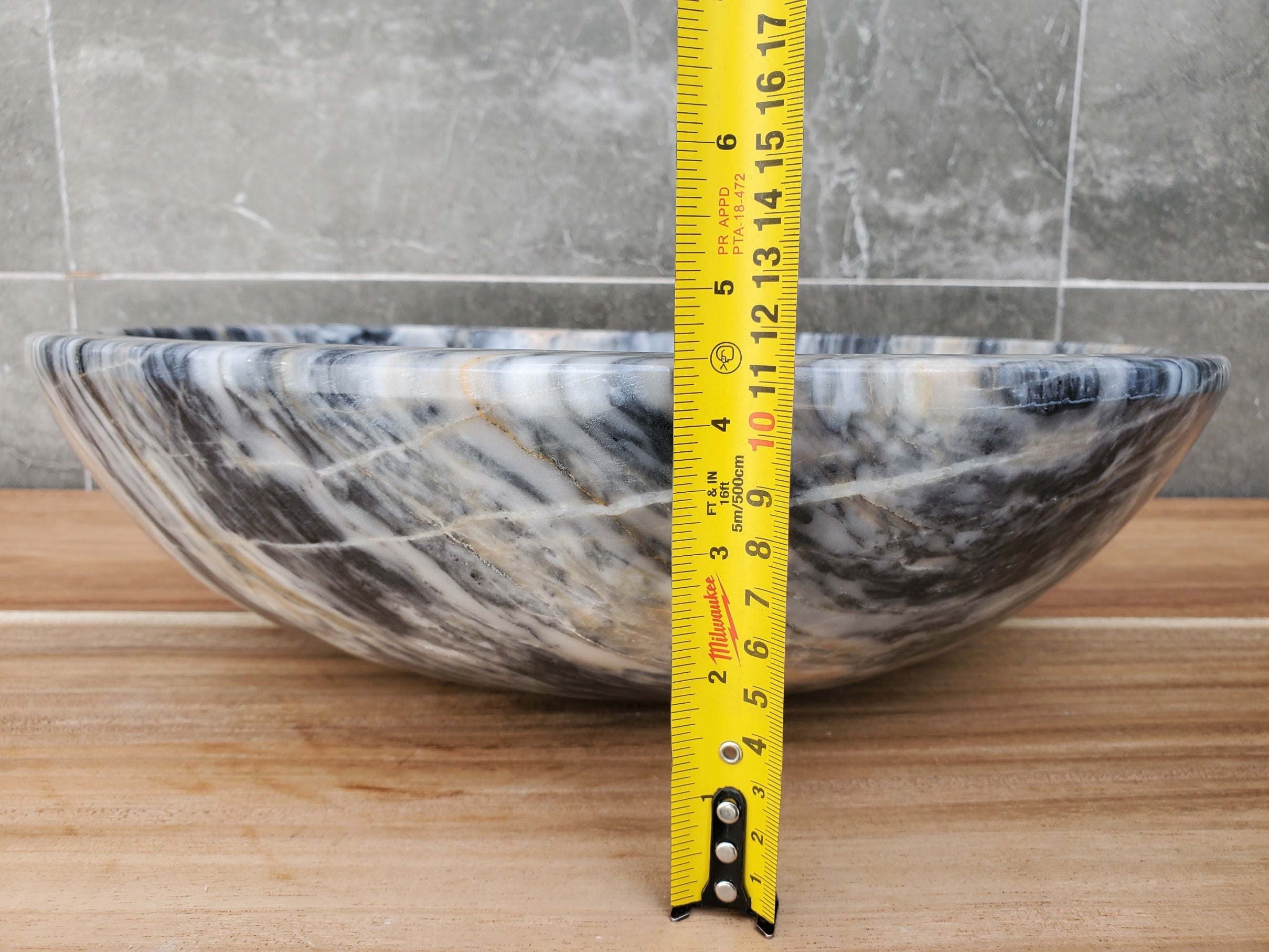 S29_22 Marble Stone Vessel Bathroom Sink - 16 x 16 inch