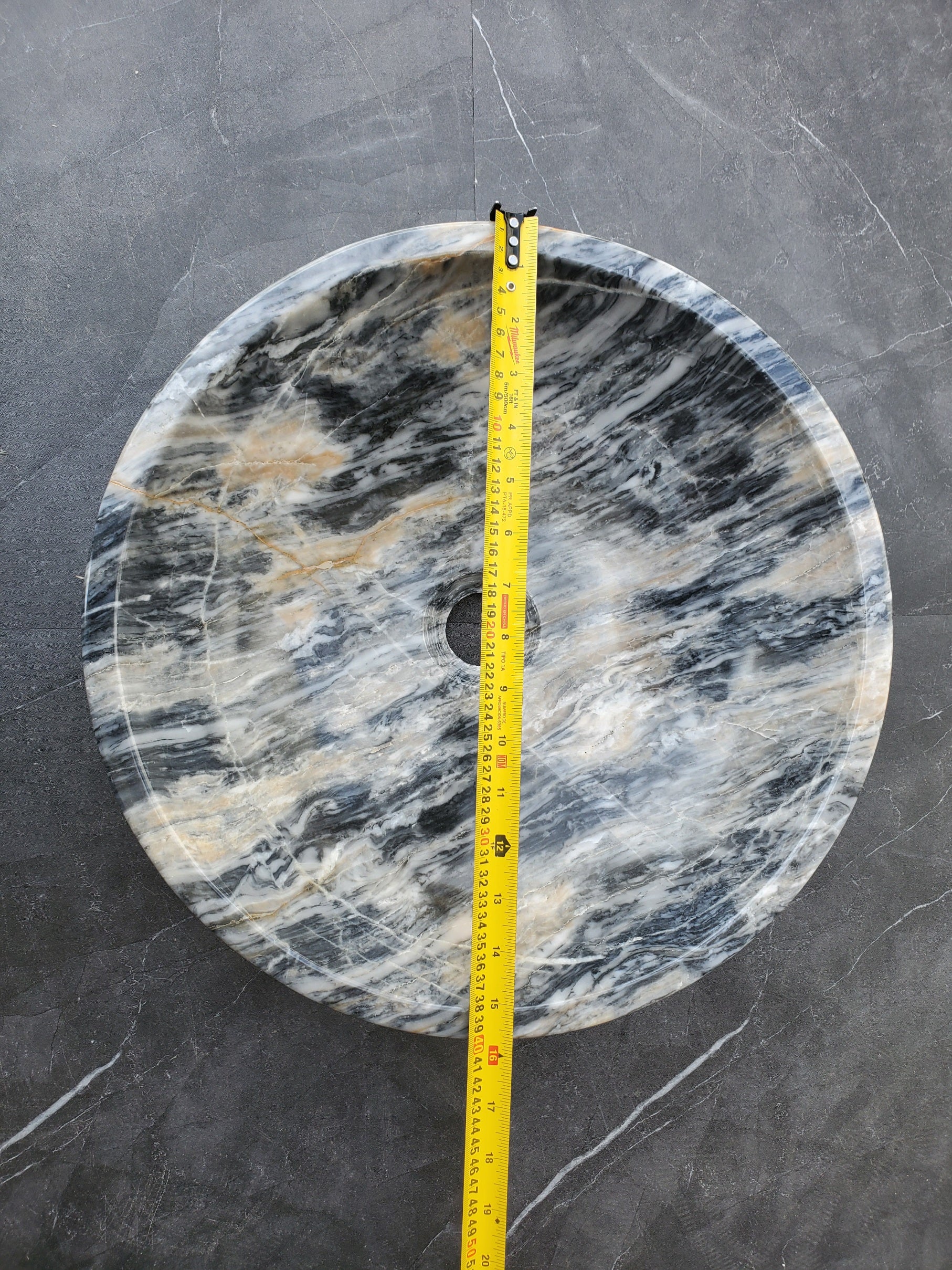 S29_22 Marble Stone Vessel Bathroom Sink (Round)