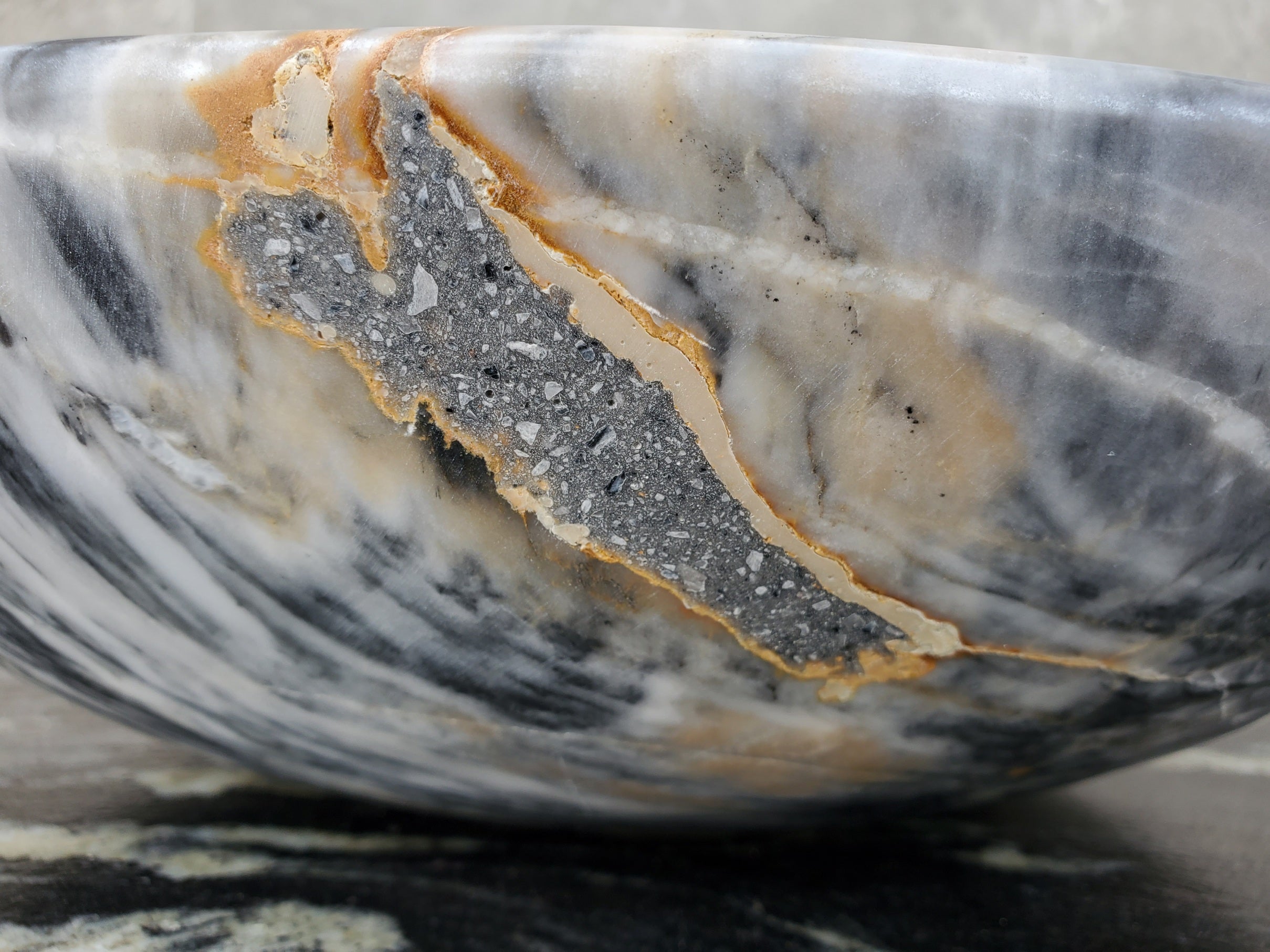 S29_22 Marble Stone Vessel Bathroom Sink (Round)