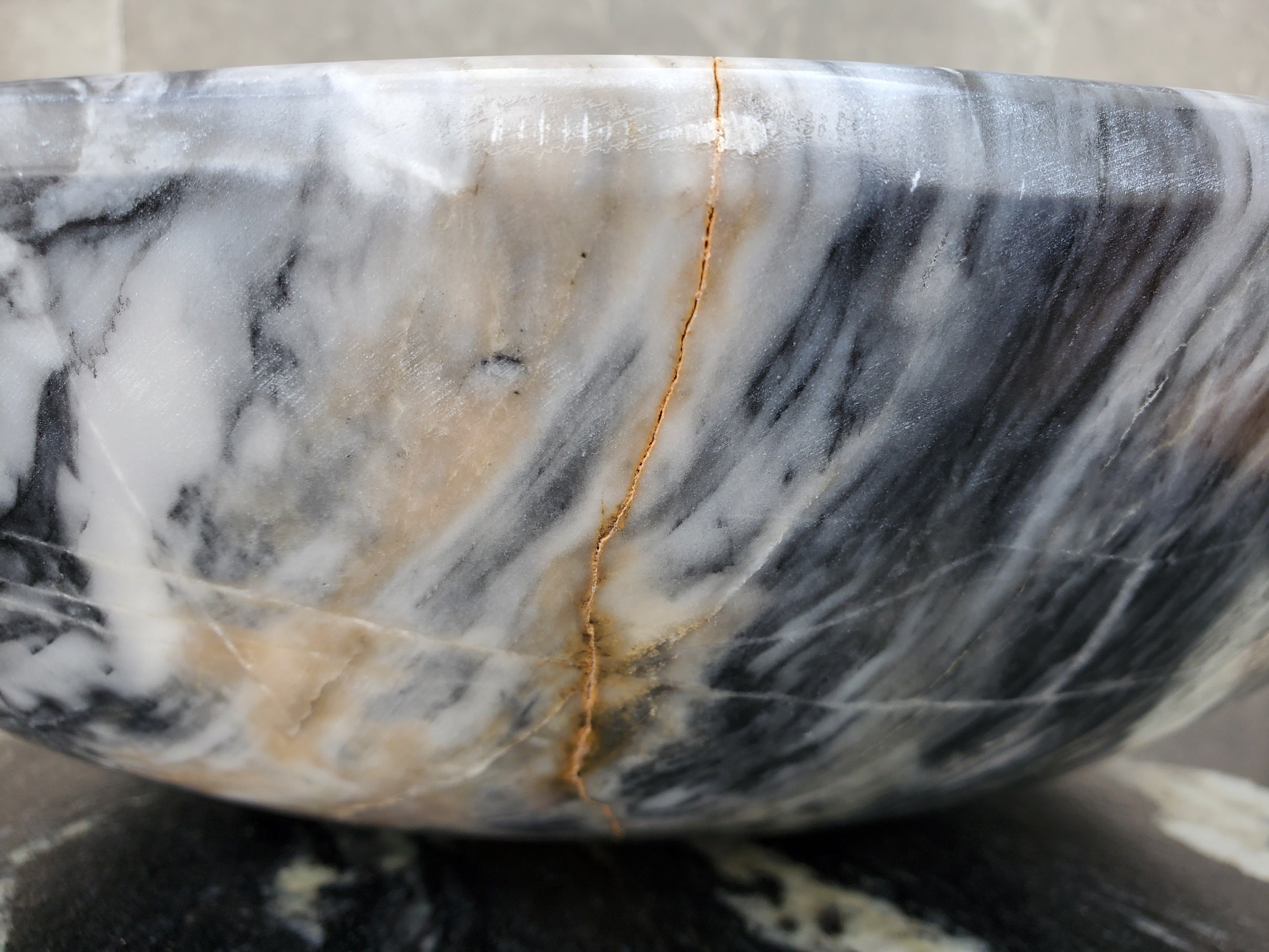 S29_22 Marble Stone Vessel Bathroom Sink (Round)