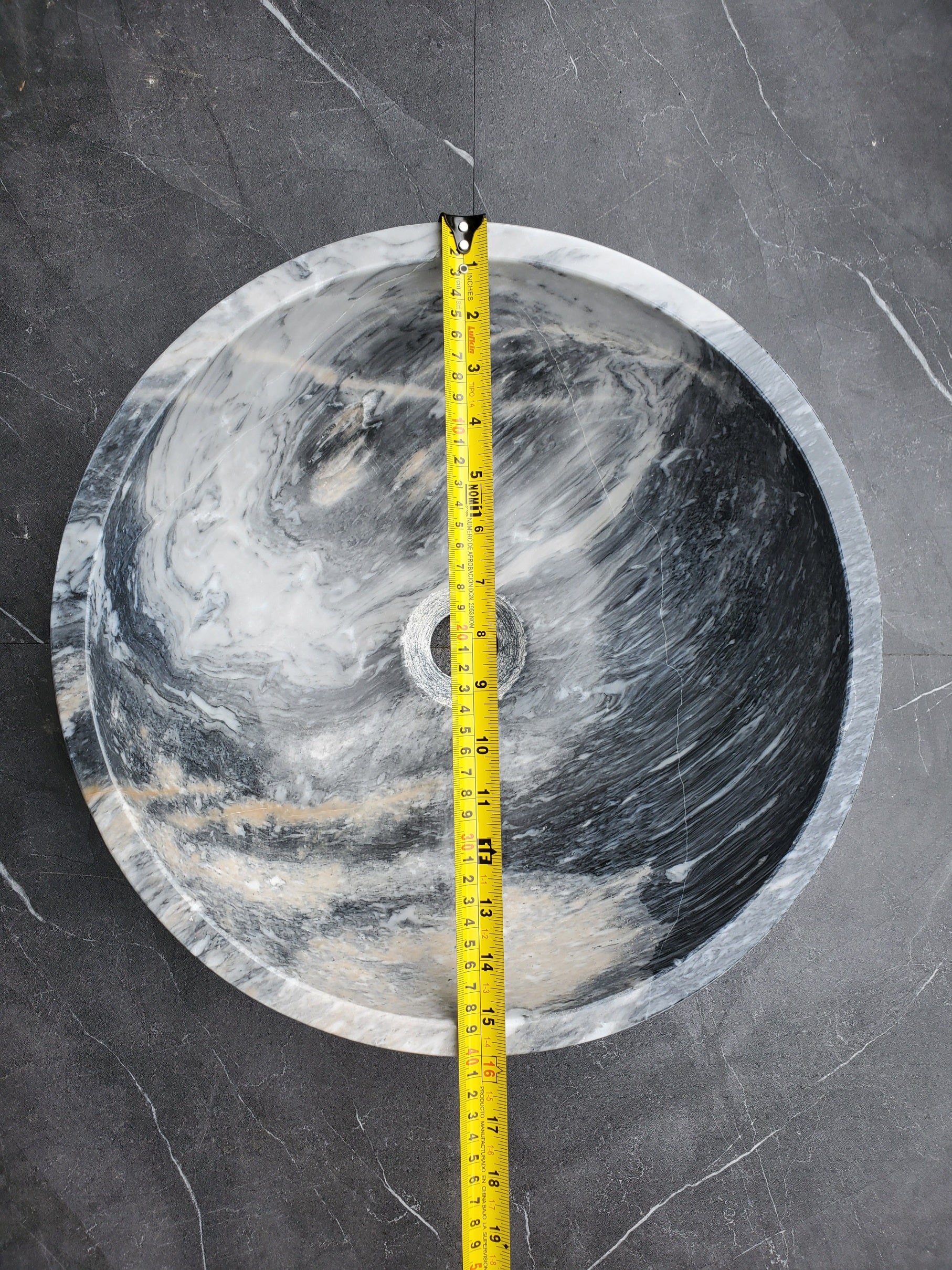 S31_04 Round Marble Vessel Bathroom Sink