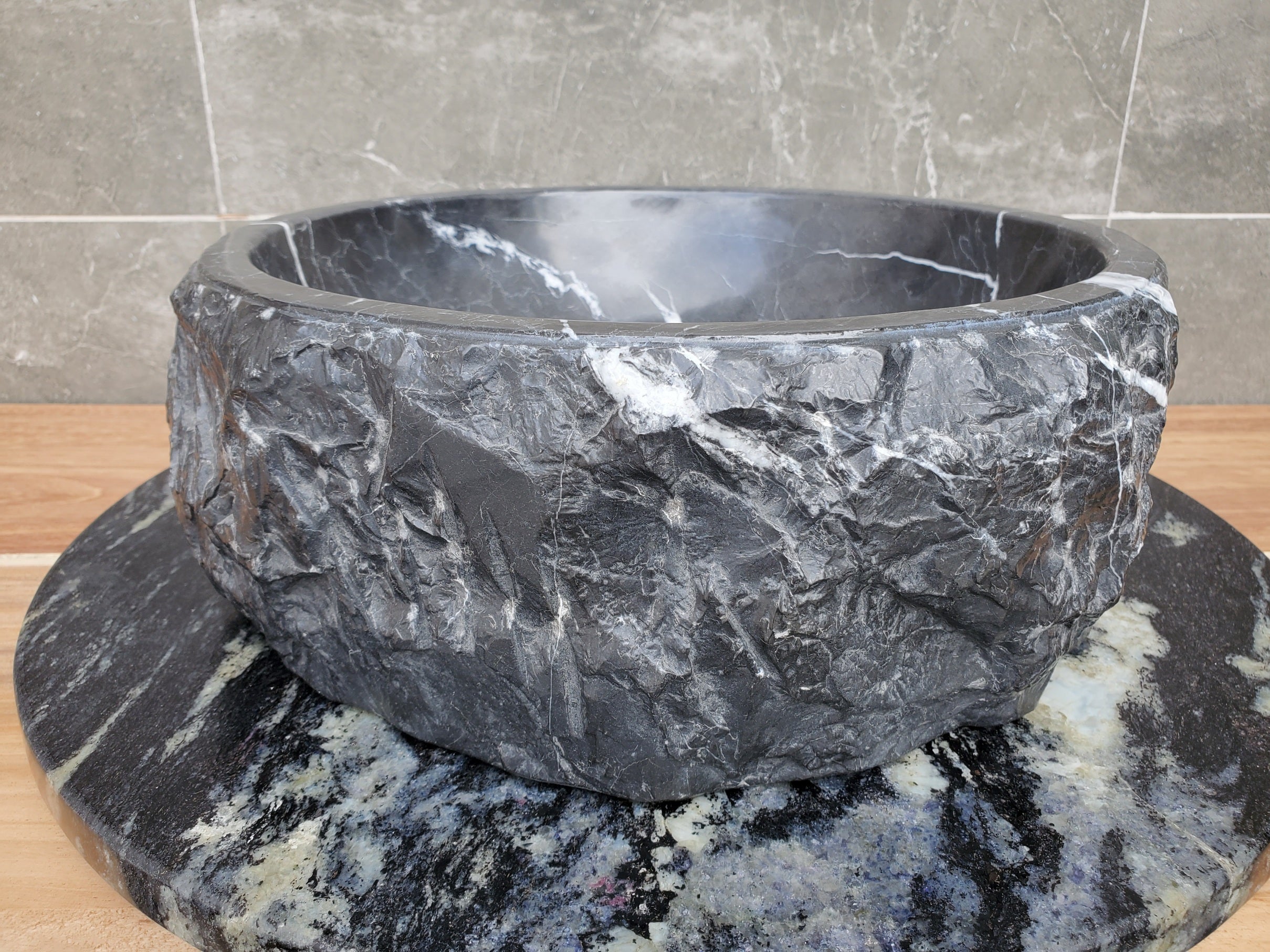 S29_26 Marble Stone Vessel Bathroom Sink (Round)