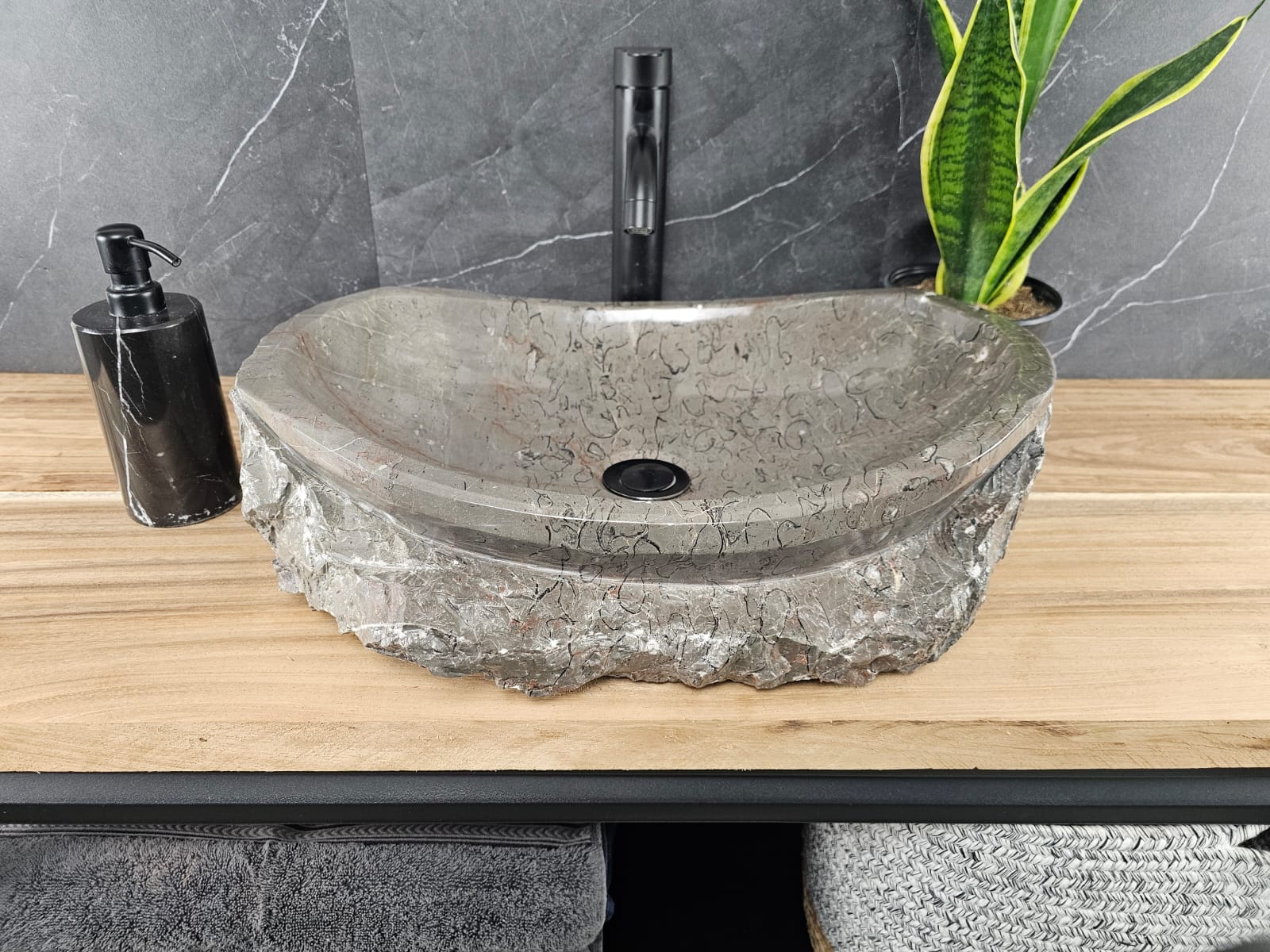 S28_22 Marble Stone Vessel Bathroom Sink