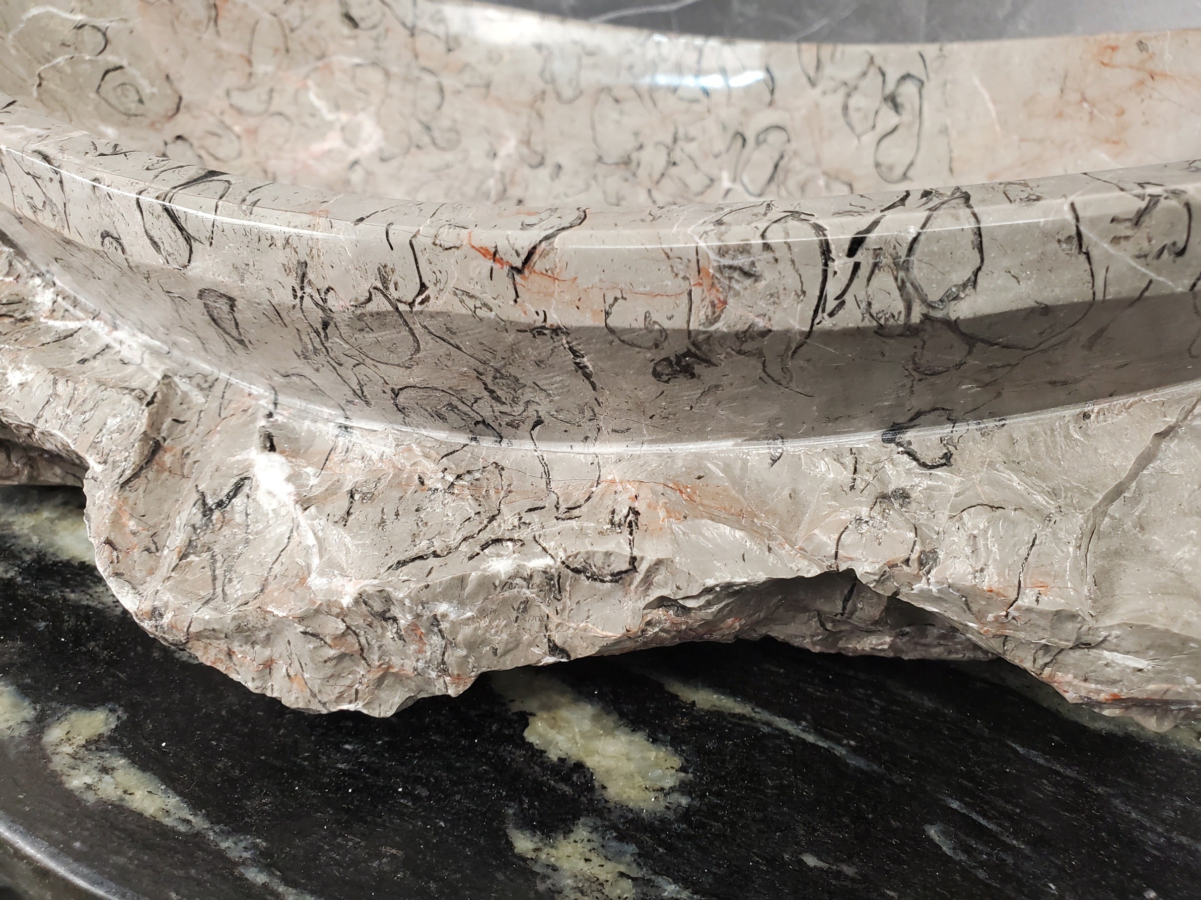 S28_20 Marble Stone Vessel Bathroom Sink - 20 x 15 inch