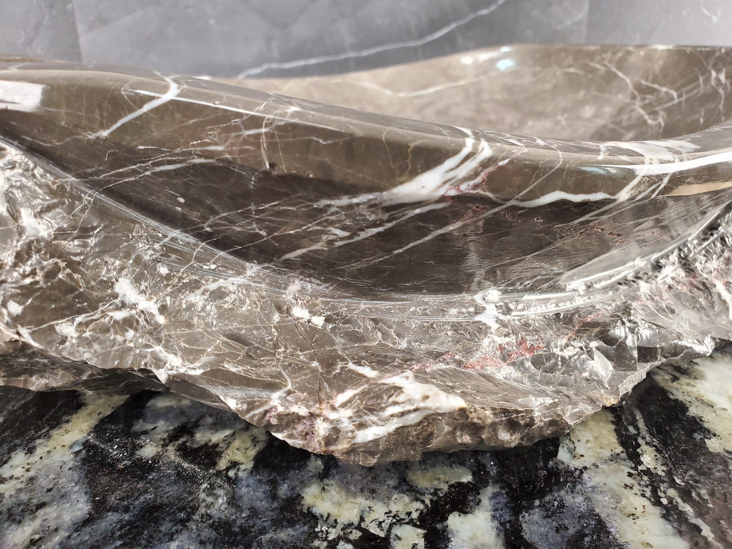 S28_18 Marble Stone Vessel Bathroom Sink - 16 x 13 inch