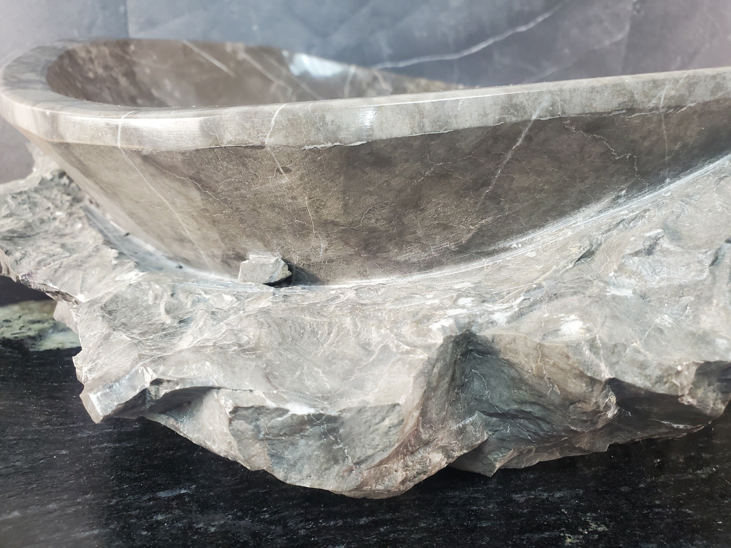 S28_19 Marble Stone Vessel Bathroom Sink - 16 x 13 inch