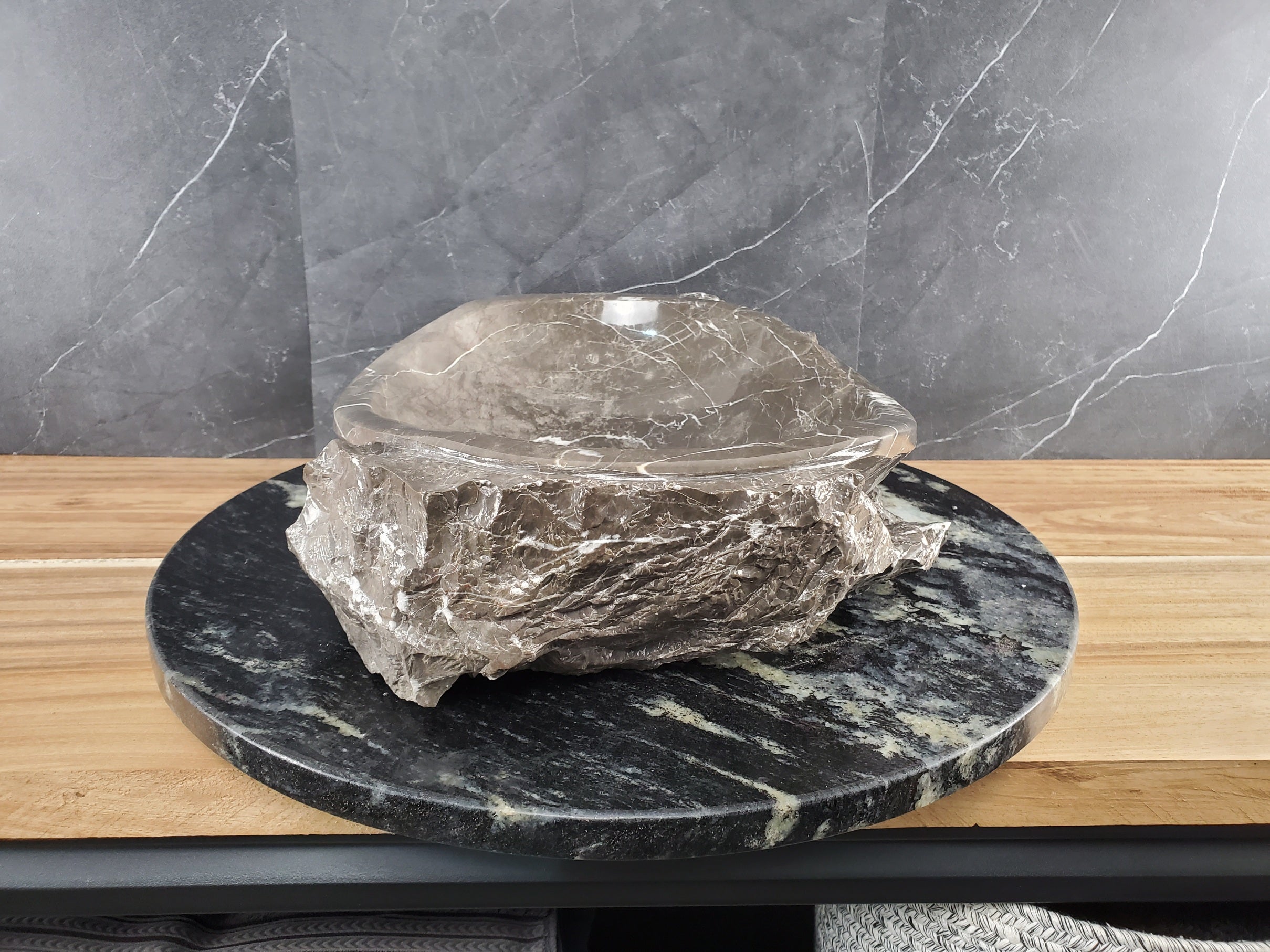 S28_18 Marble Stone Vessel Bathroom Sink - 16 x 13 inch