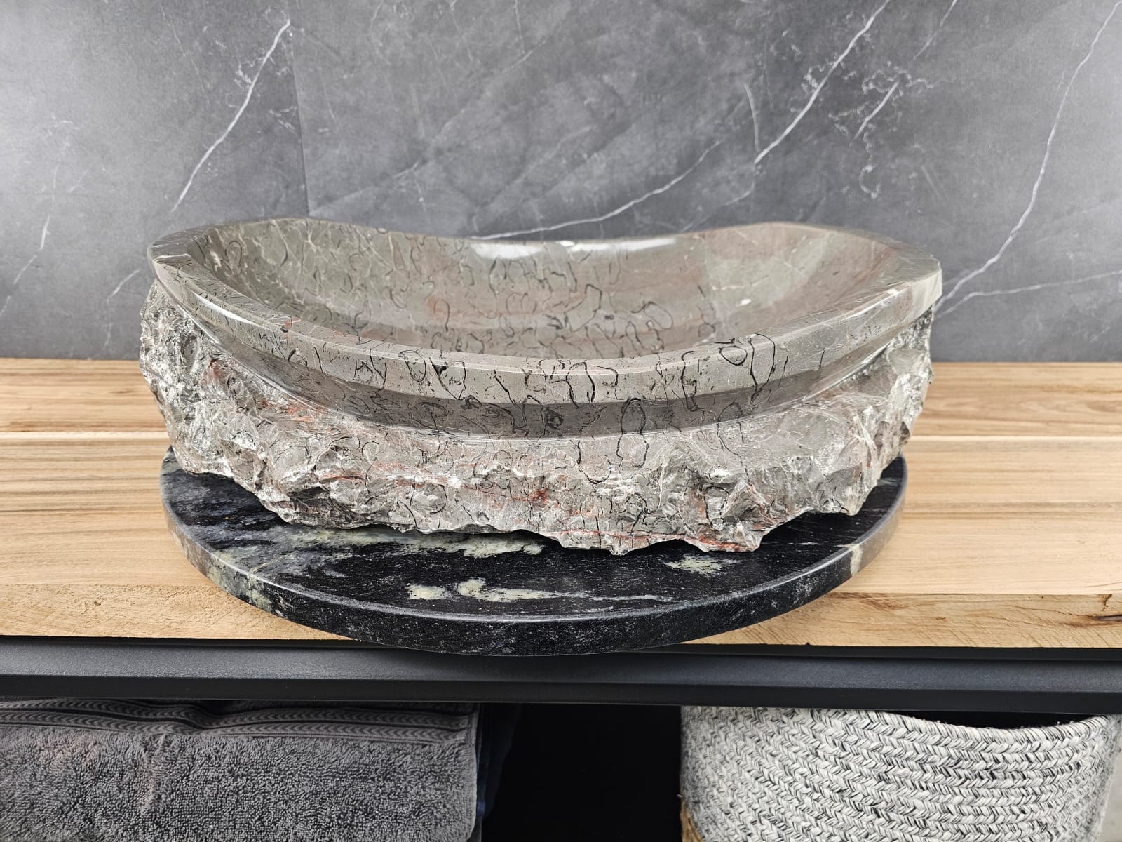 S28_22 Marble Stone Vessel Bathroom Sink