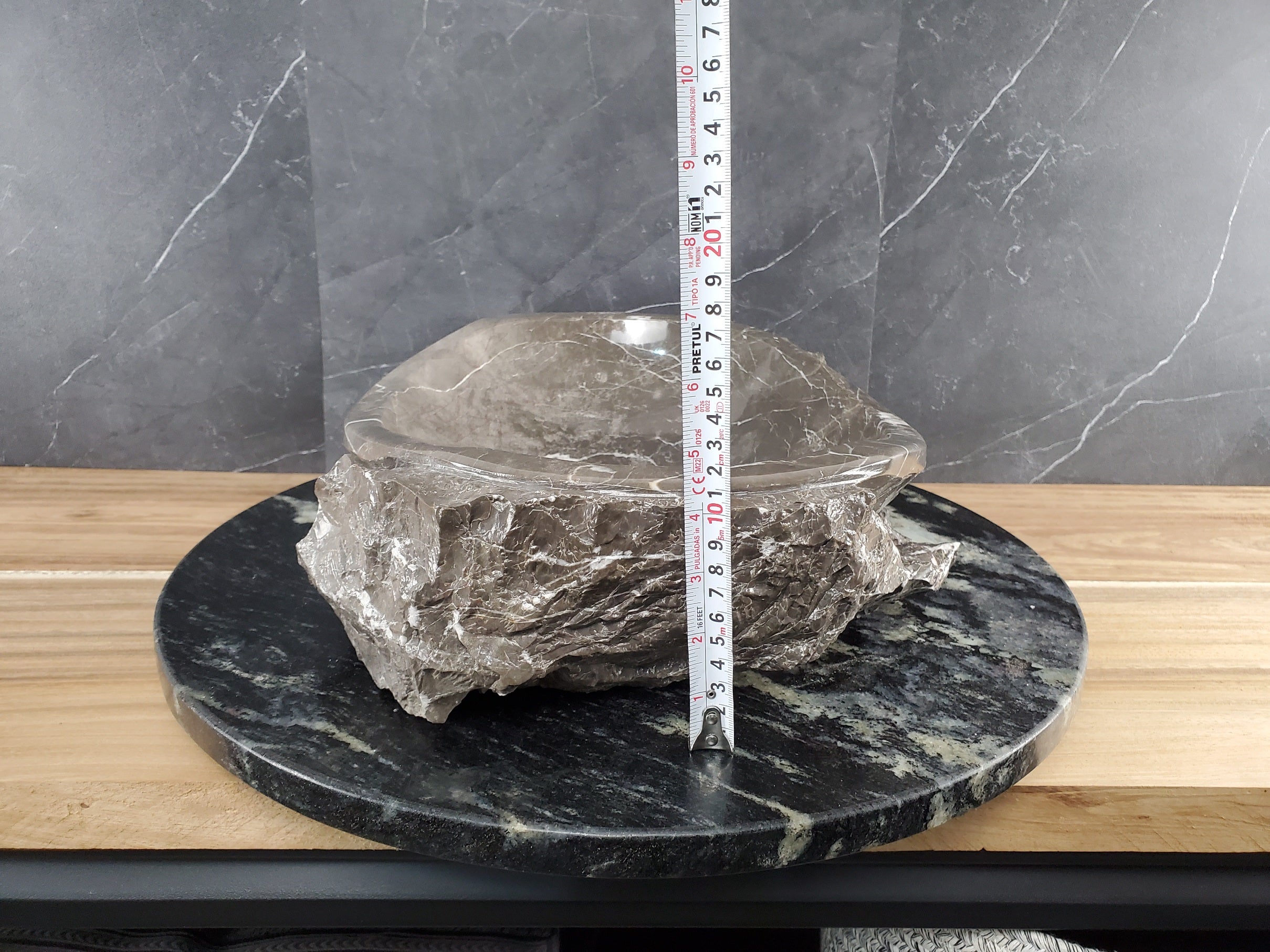 S28_18 Marble Stone Vessel Bathroom Sink - 16 x 13 inch