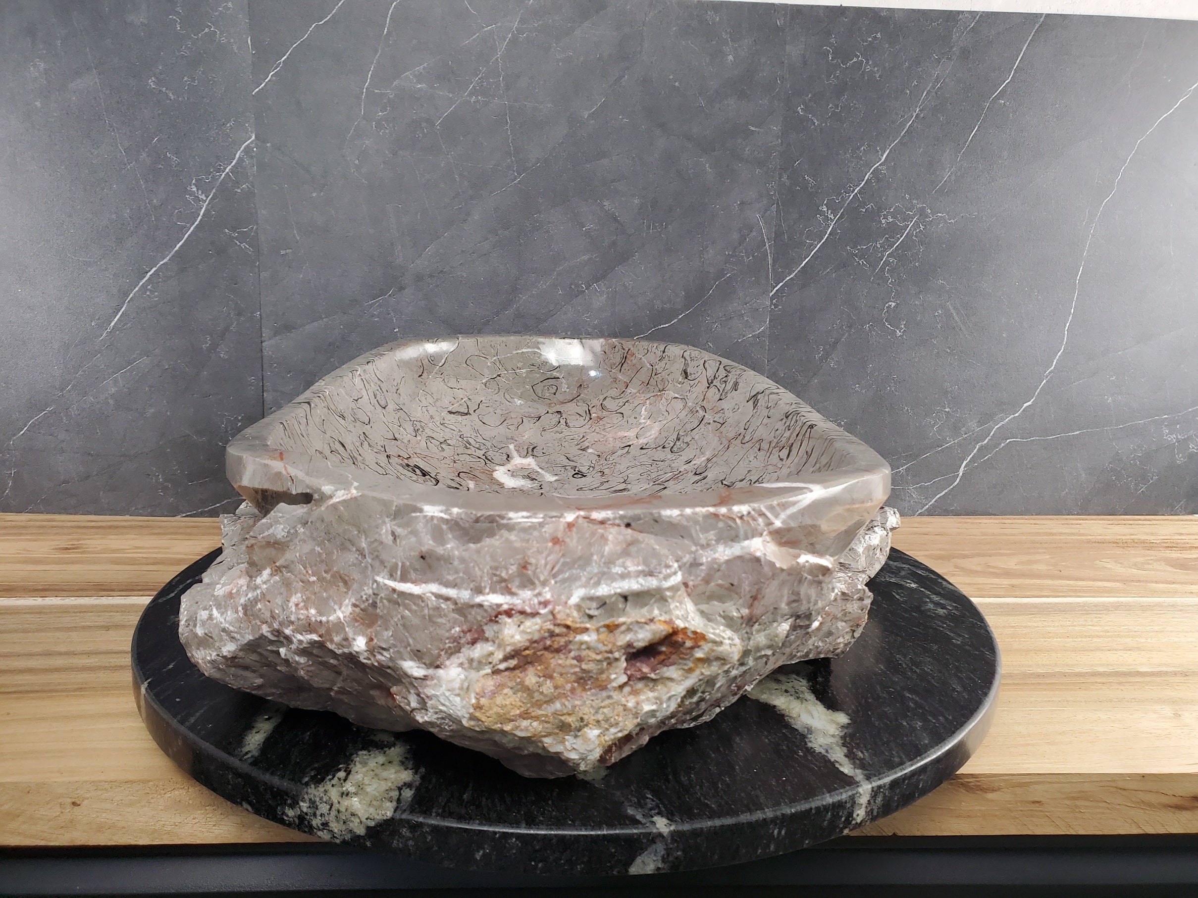 S28_20 Marble Stone Vessel Bathroom Sink - 20 x 15 inch