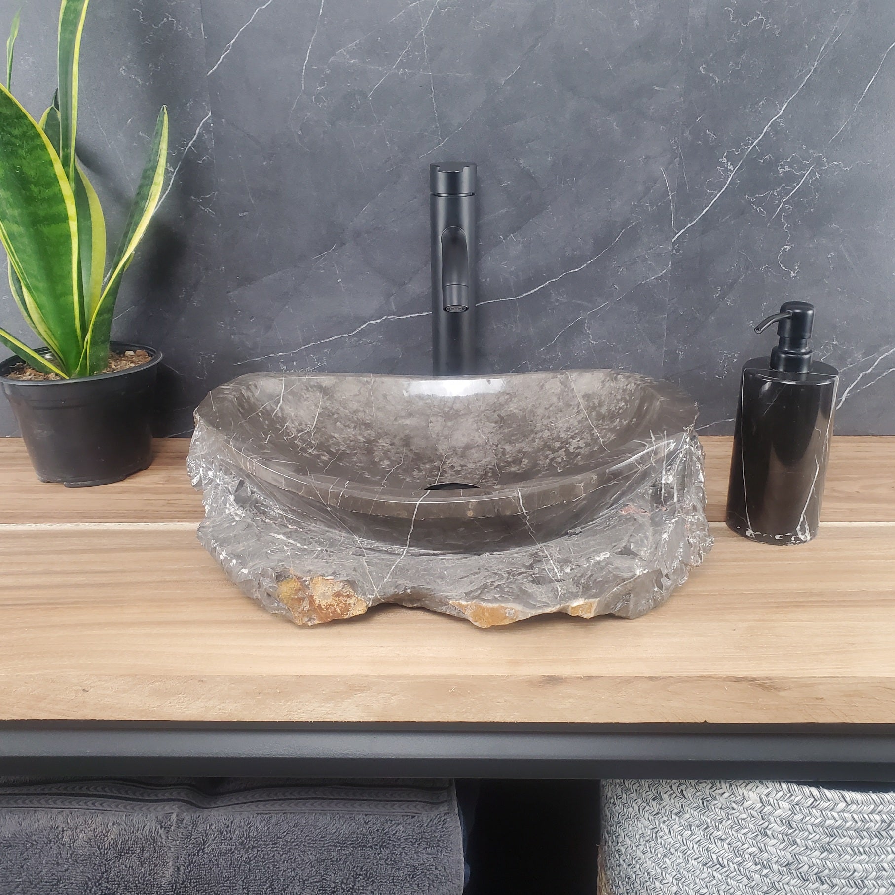 SET1040 Marble Stone Vessel Sink Set