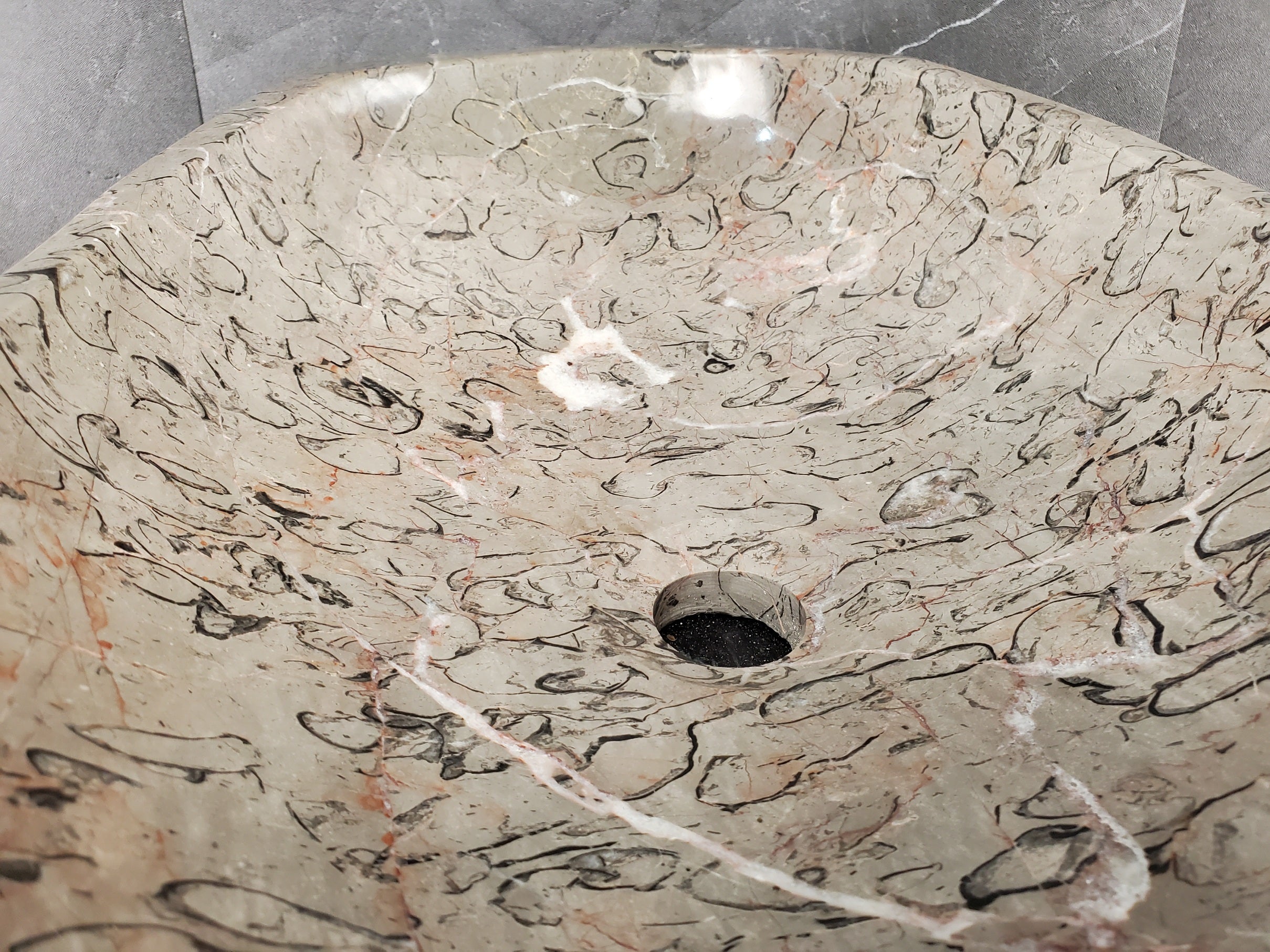 S28_20 Marble Stone Vessel Bathroom Sink - 20 x 15 inch