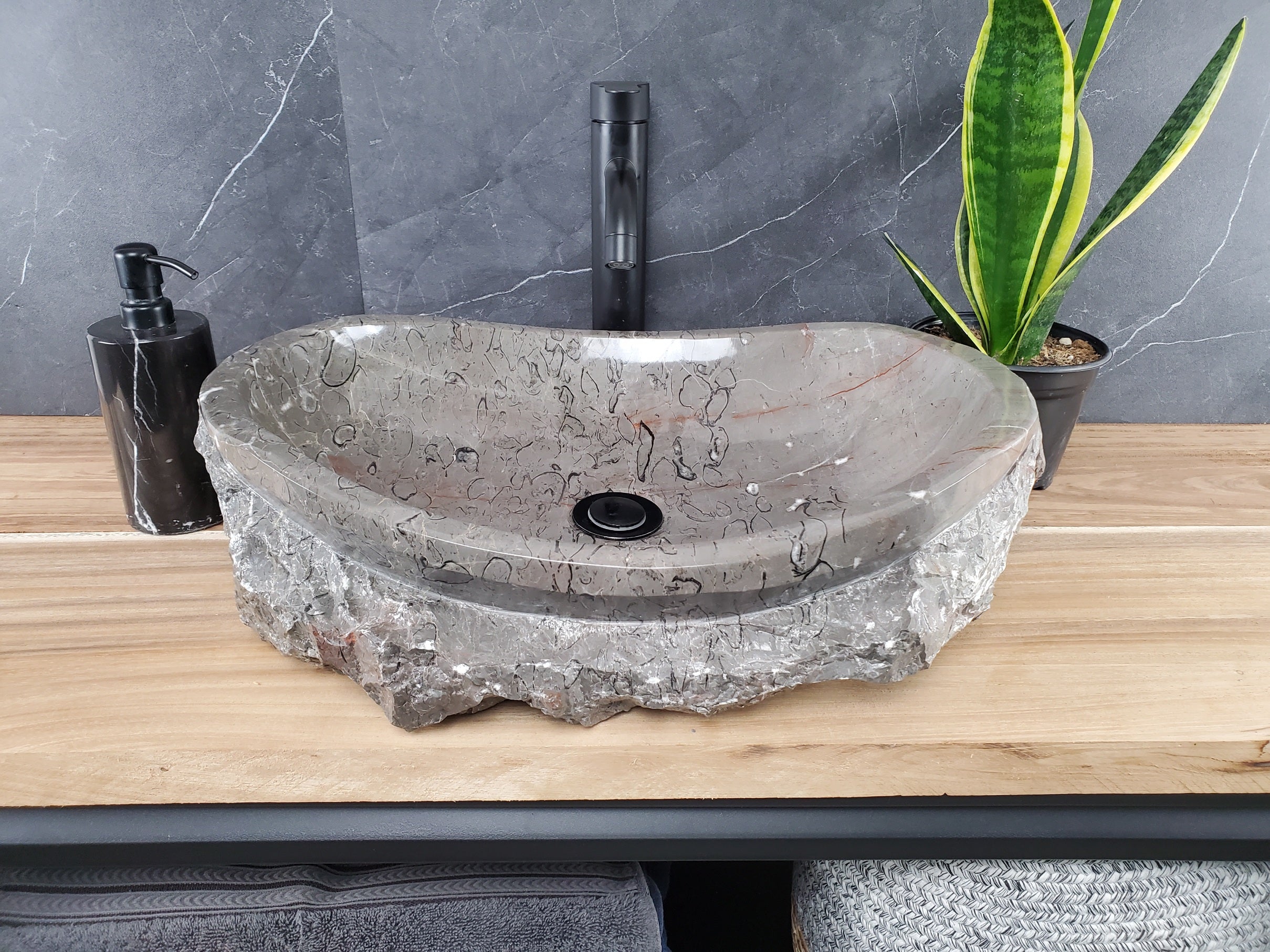 S28_23 Marble Stone Vessel Bathroom Sink