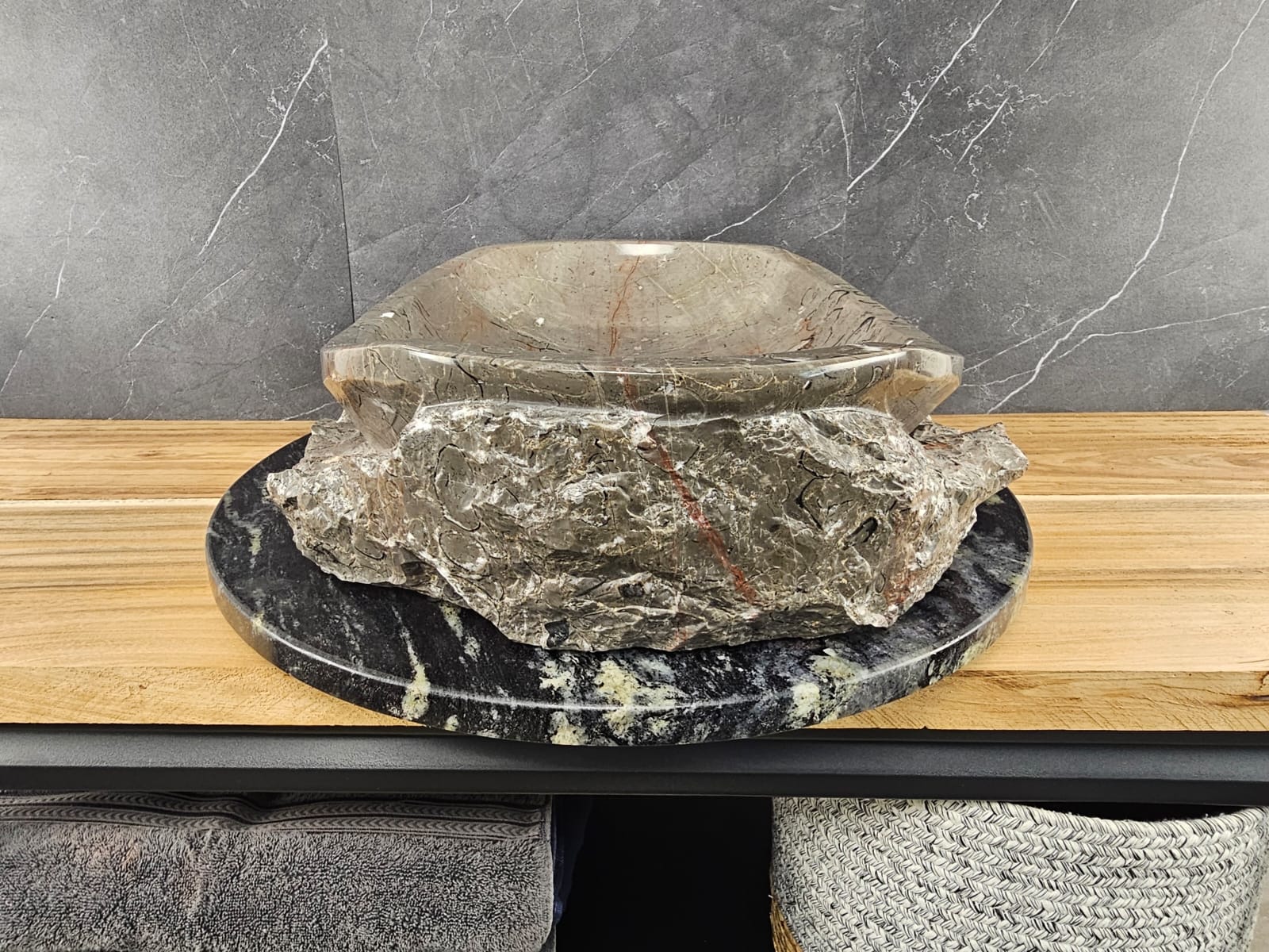 S28_22 Marble Stone Vessel Bathroom Sink
