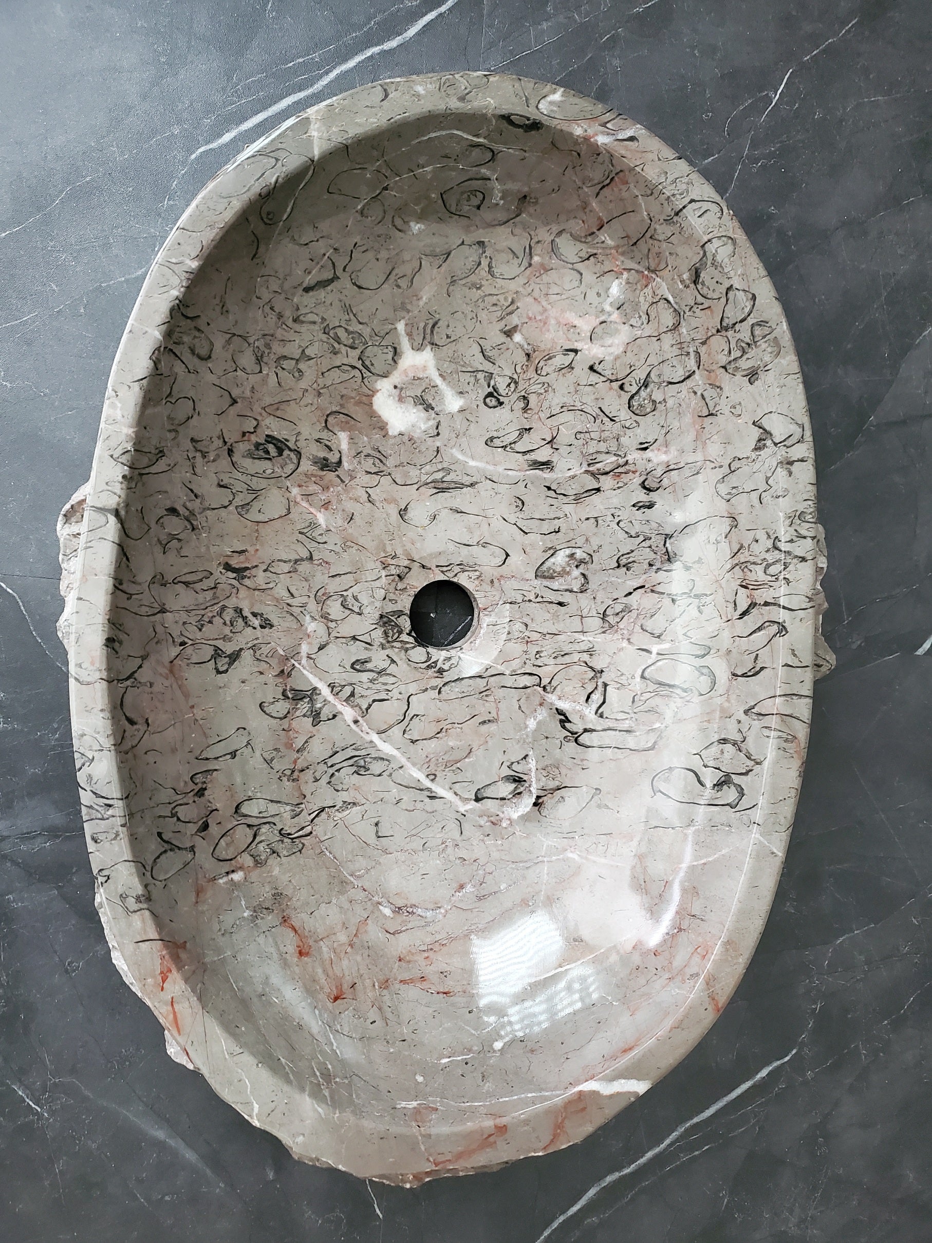 S28_20 Marble Stone Vessel Bathroom Sink - 20 x 15 inch