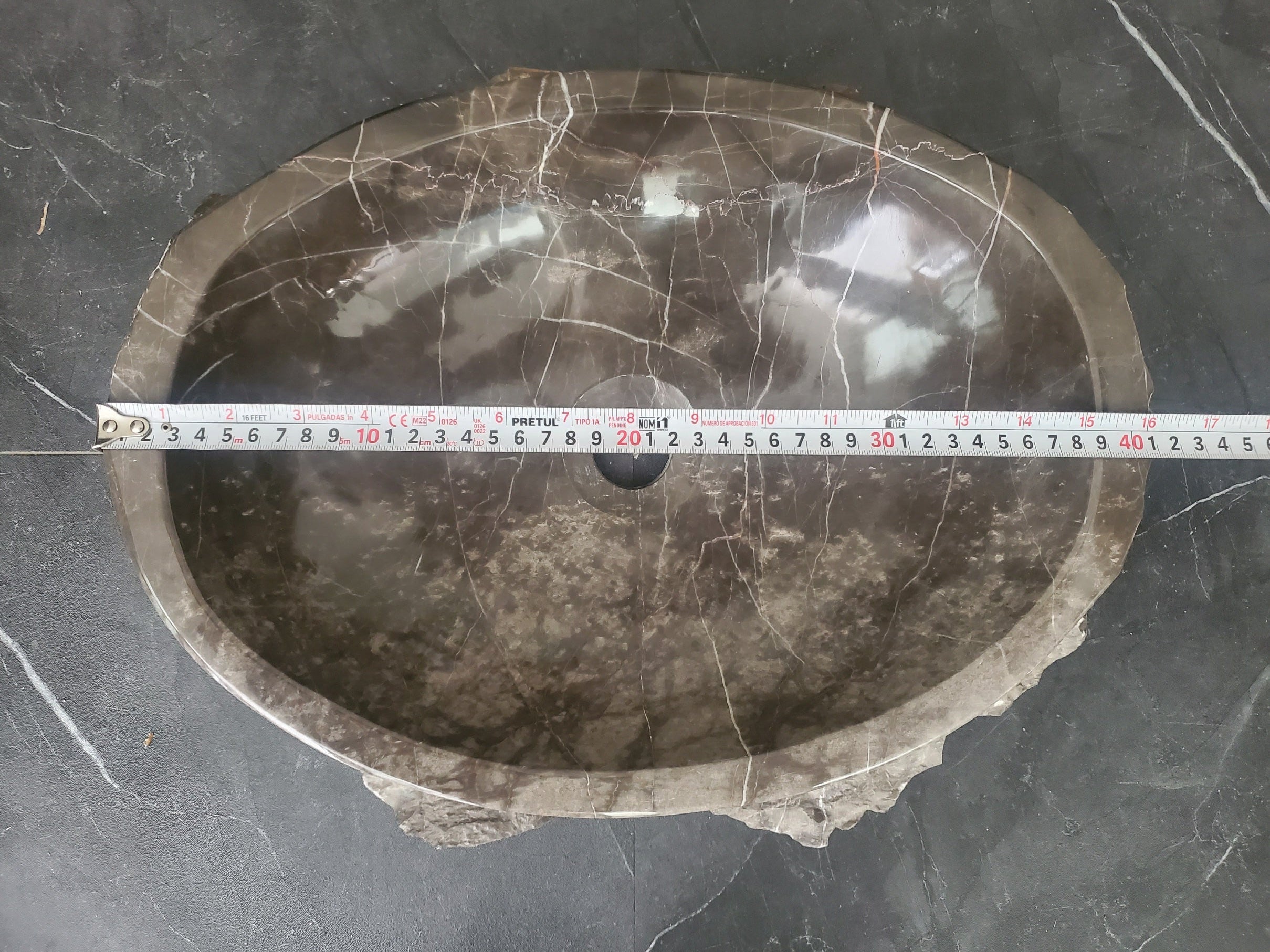 S28_19 Marble Stone Vessel Bathroom Sink - 16 x 13 inch