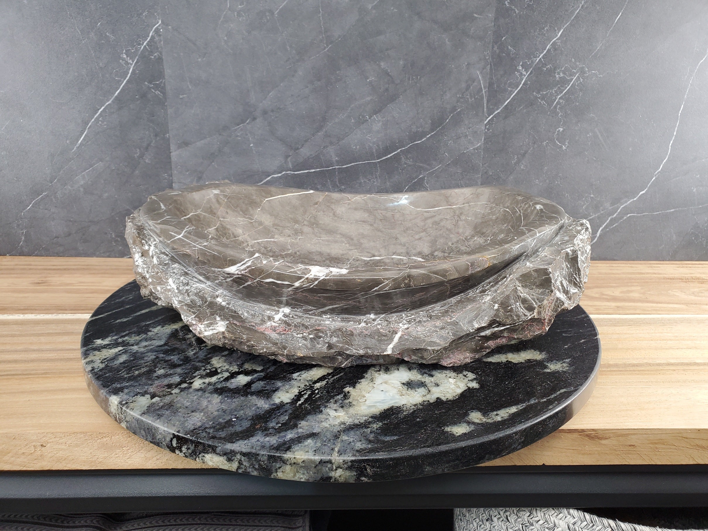 S28_18 Marble Stone Vessel Bathroom Sink - 16 x 13 inch