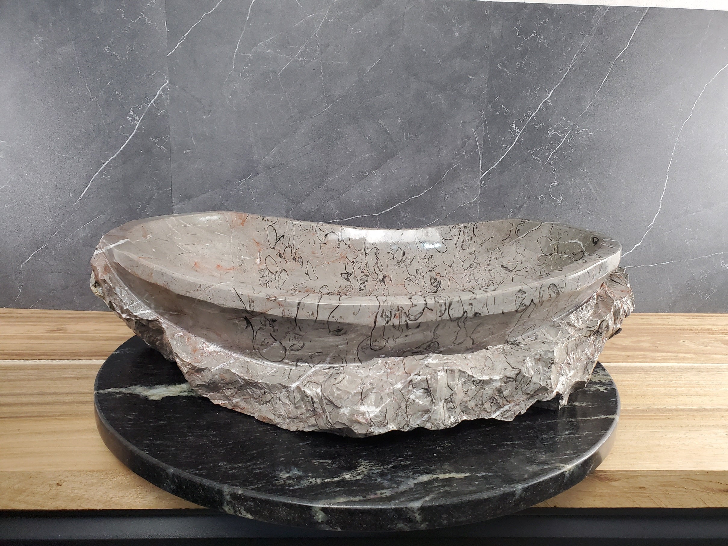 S28_20 Marble Stone Vessel Bathroom Sink - 20 x 15 inch