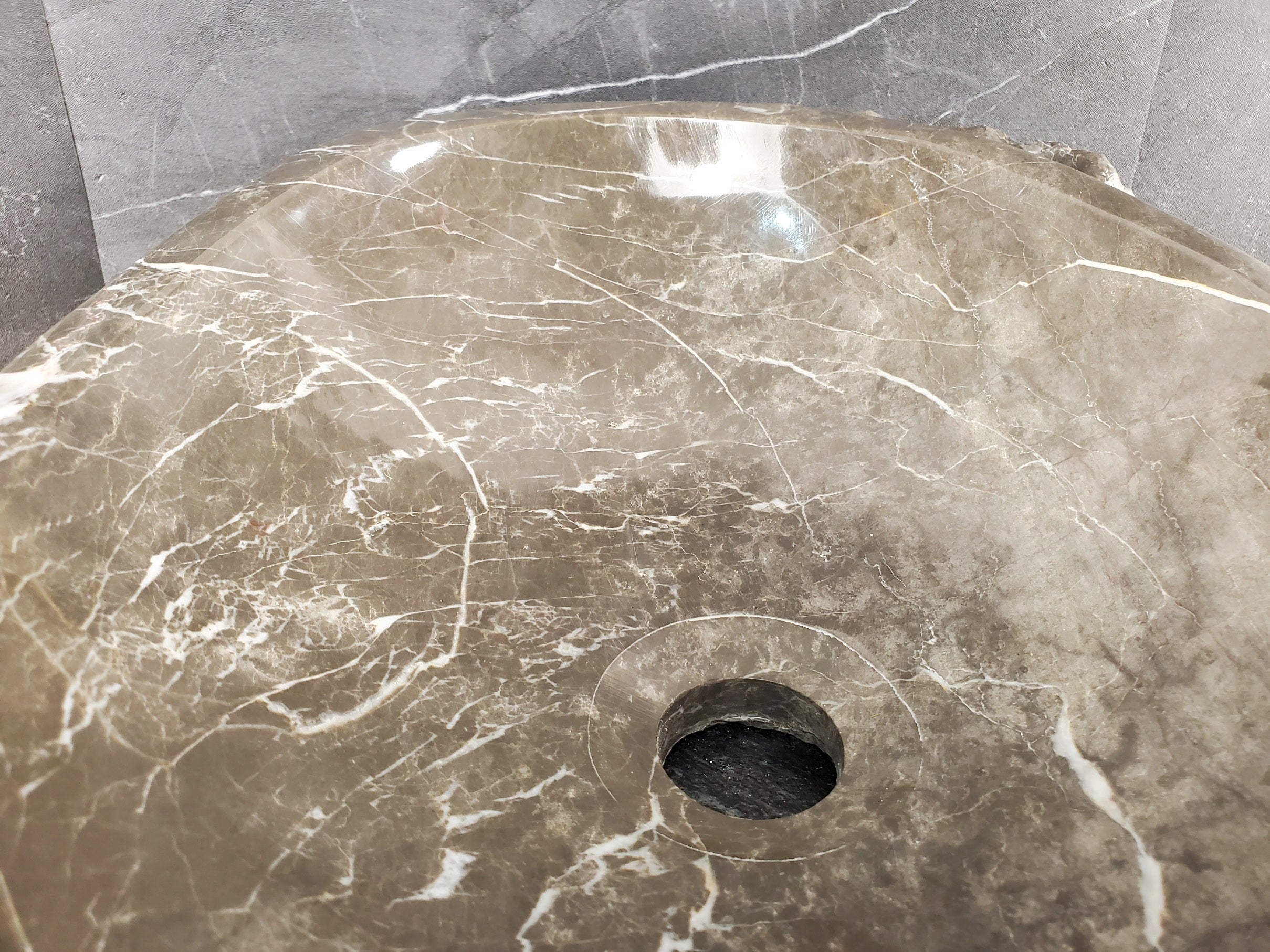 S28_18 Marble Stone Vessel Bathroom Sink - 16 x 13 inch