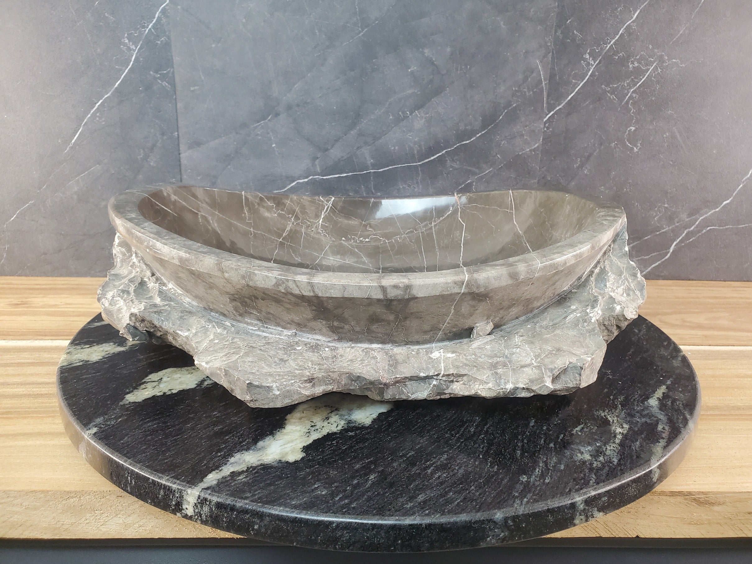 S28_19 Marble Stone Vessel Bathroom Sink - 16 x 13 inch