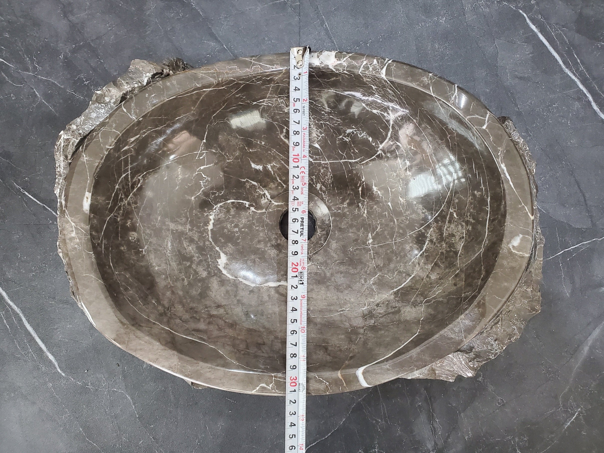 S28_18 Marble Stone Vessel Bathroom Sink - 16 x 13 inch
