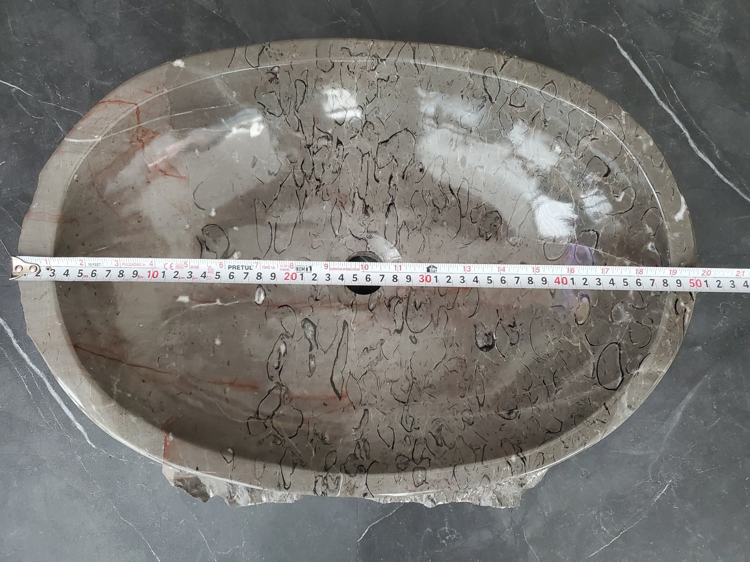 S28_23 Marble Stone Vessel Bathroom Sink - 20 x 14 inch