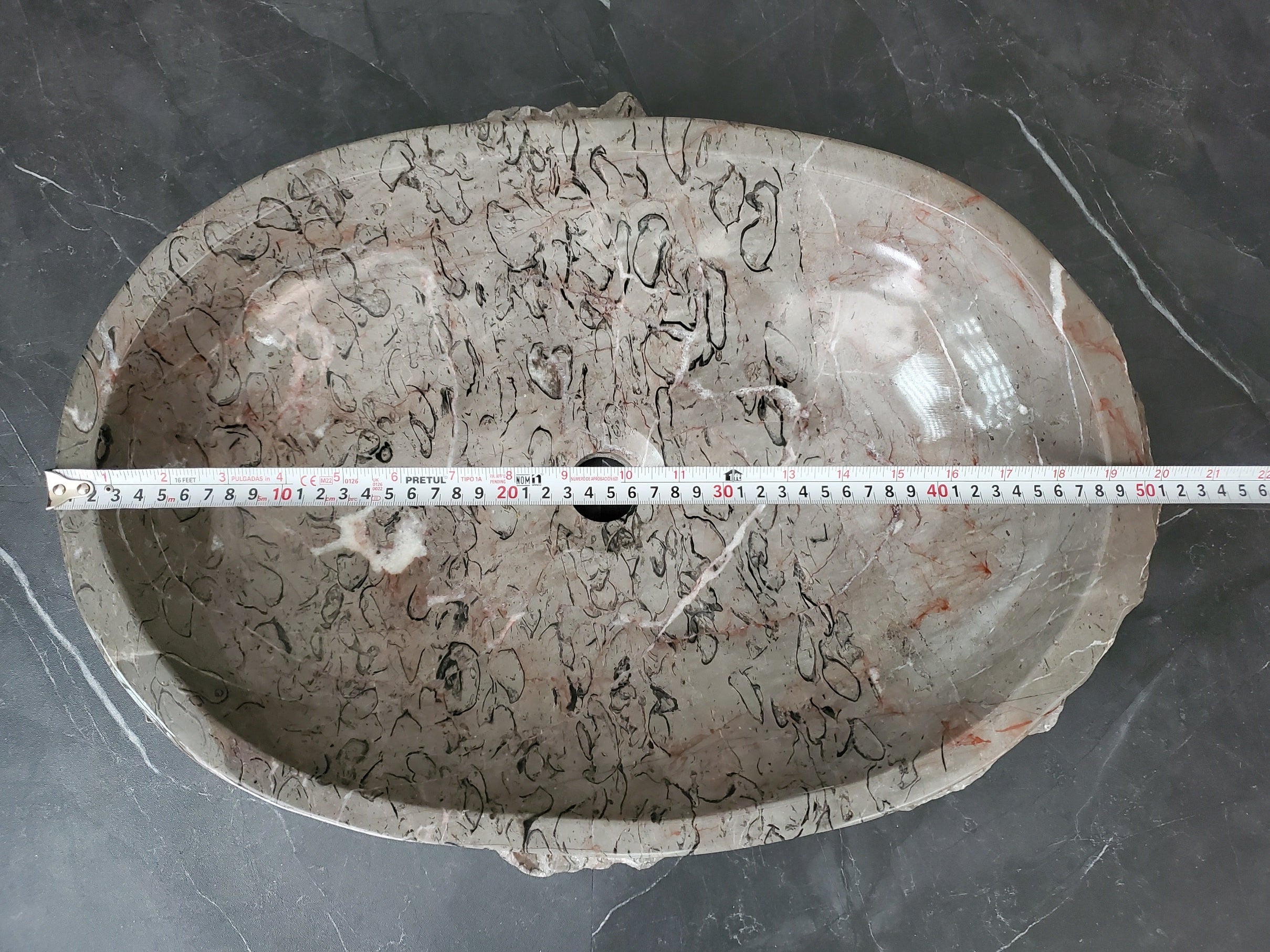 S28_20 Marble Stone Vessel Bathroom Sink - 20 x 15 inch