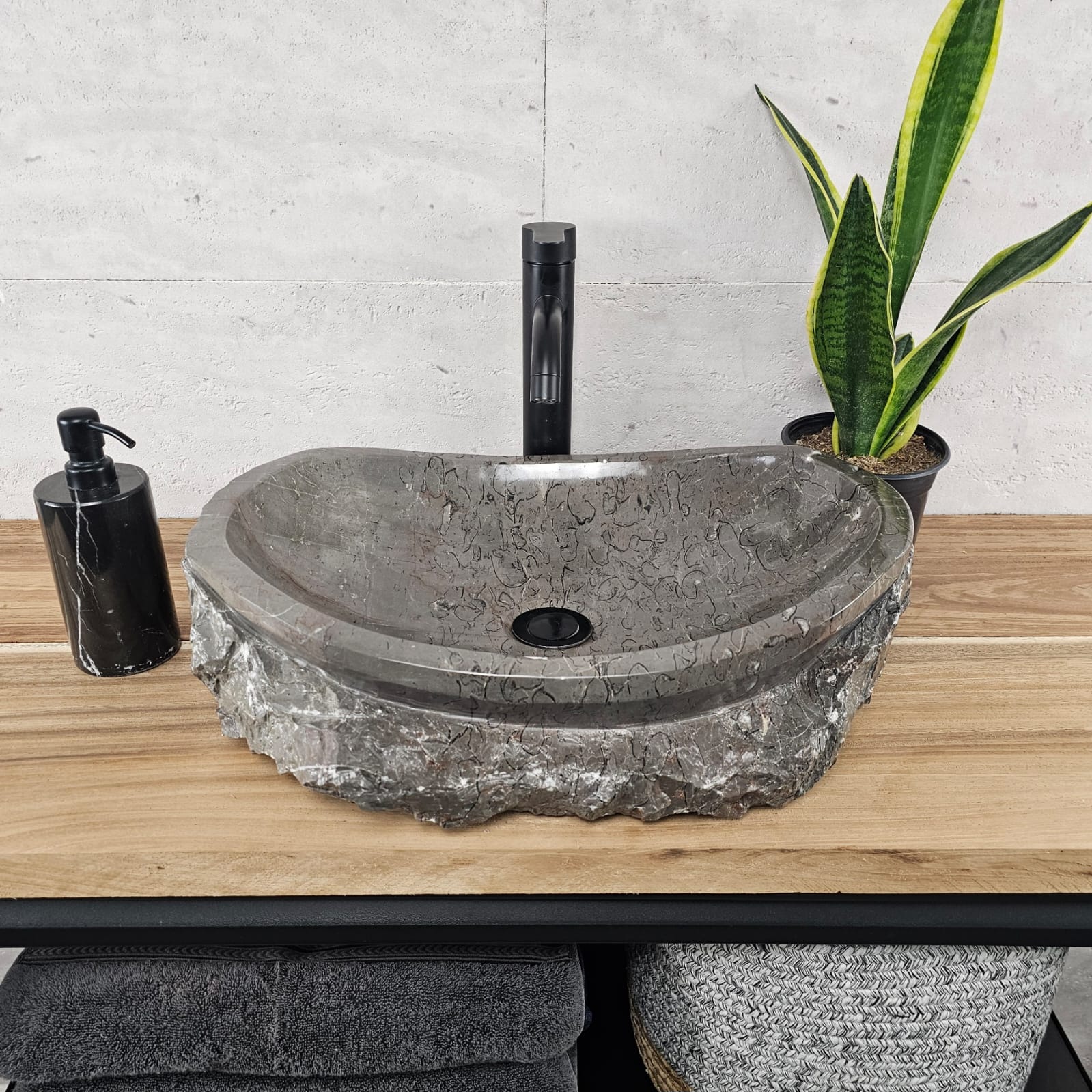 SET1042 Marble Stone Vessel Sink Set