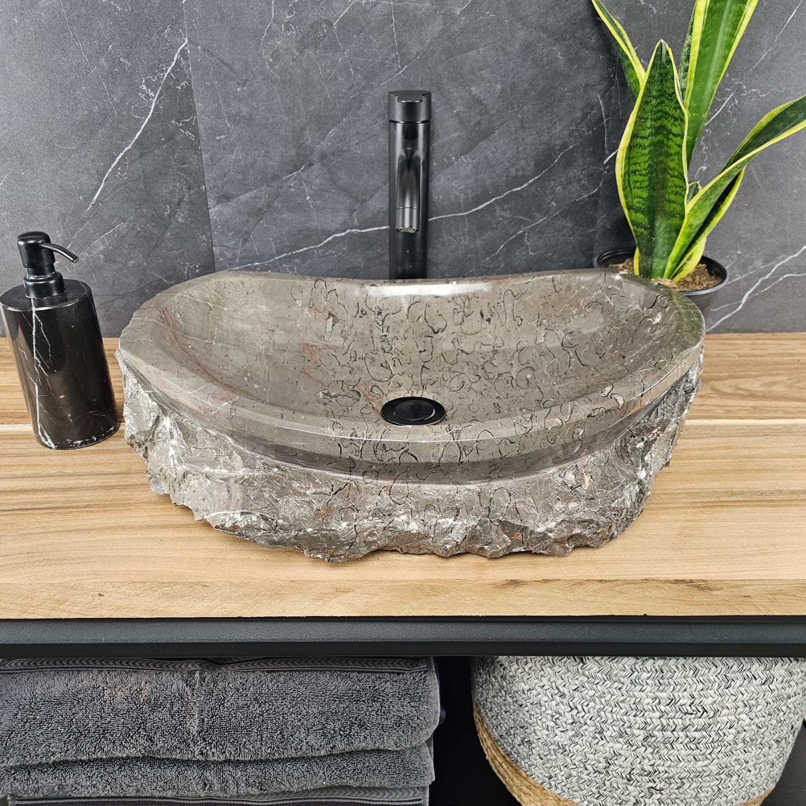 S28_22 Marble Stone Vessel Bathroom Sink