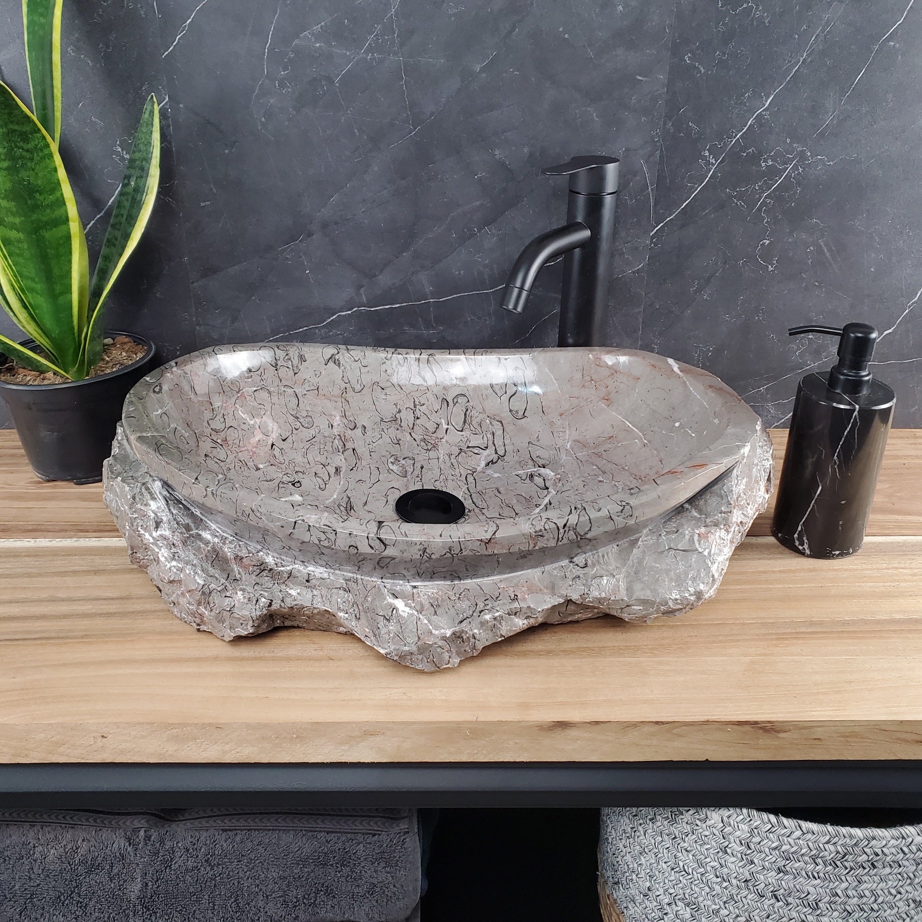 S28_20 Marble Stone Vessel Bathroom Sink