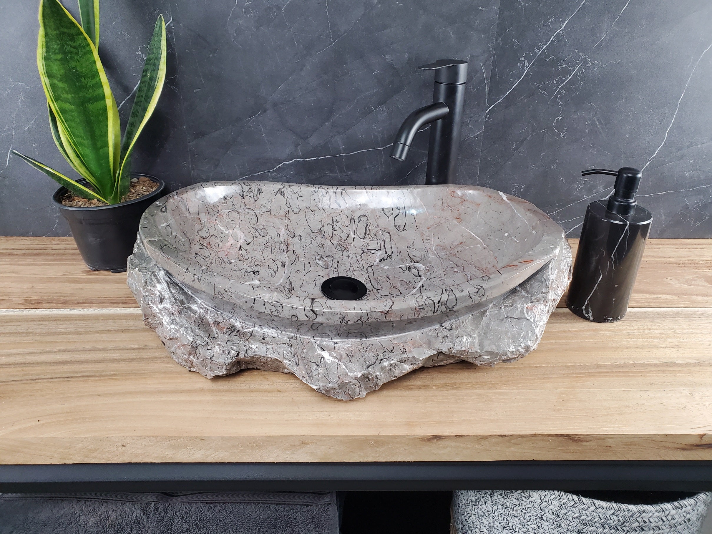 S28_20 Marble Stone Vessel Bathroom Sink