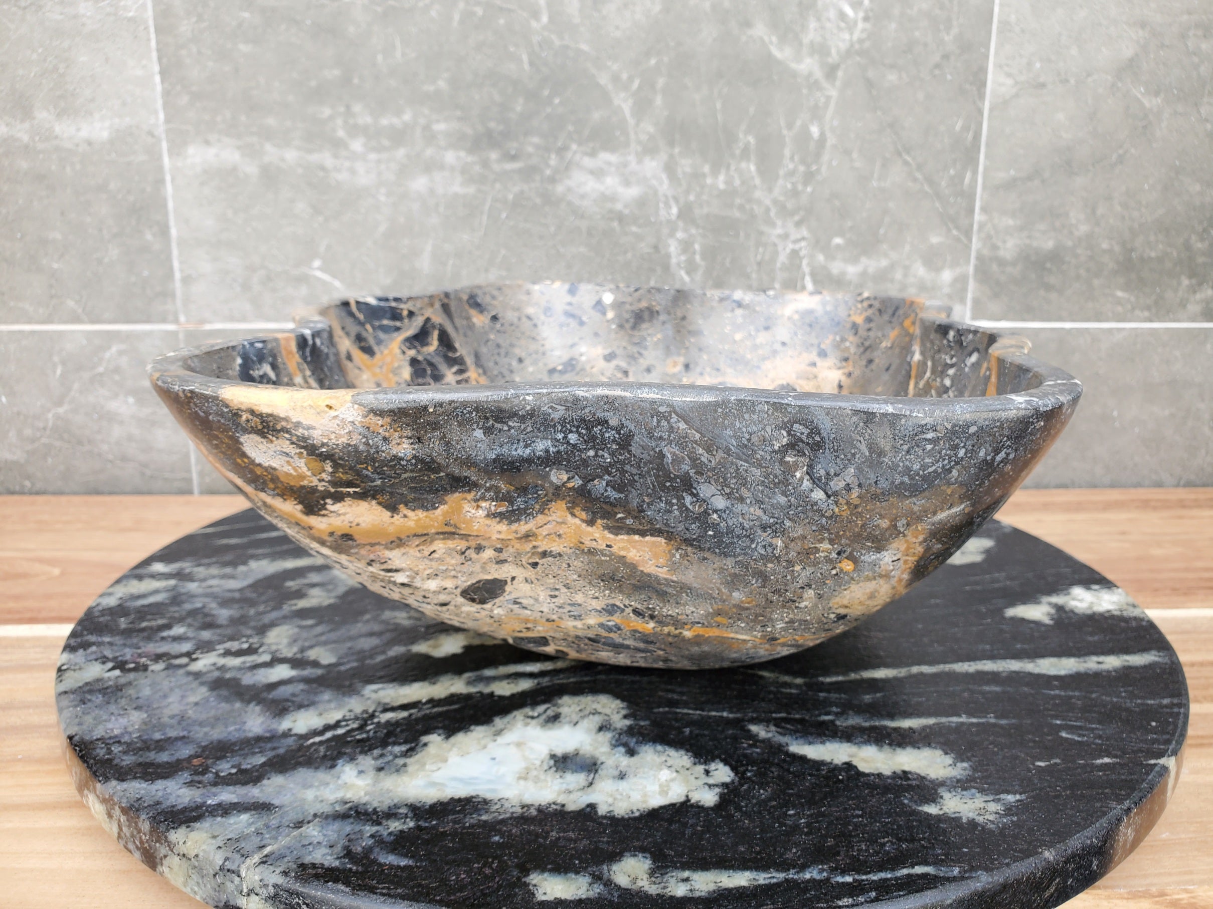 S29_23 Natural Stone Vessel Bathroom Sink - 16.5 x 13 inch