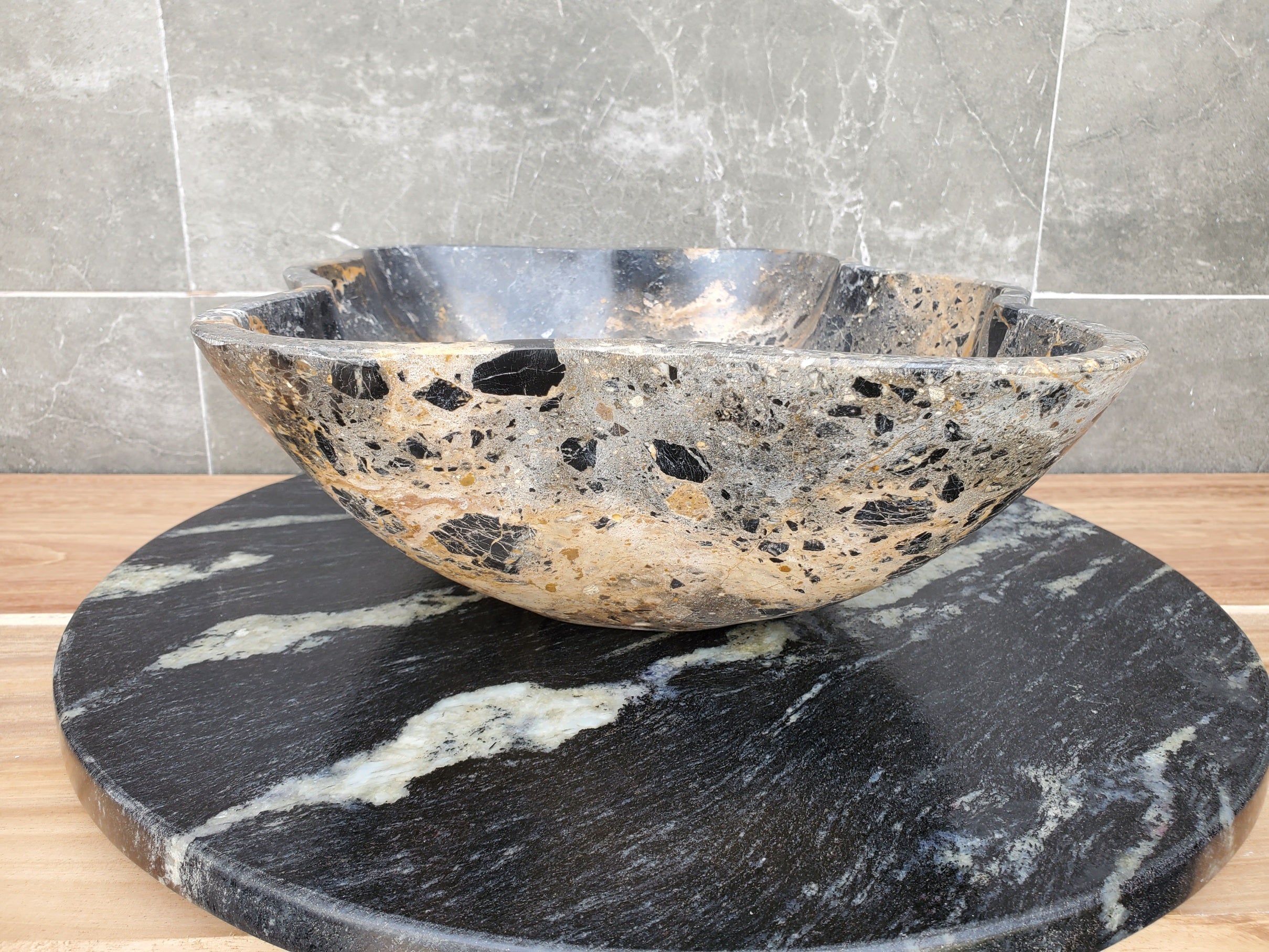 S29_23 Natural Stone Vessel Bathroom Sink - 16.5 x 13 inch