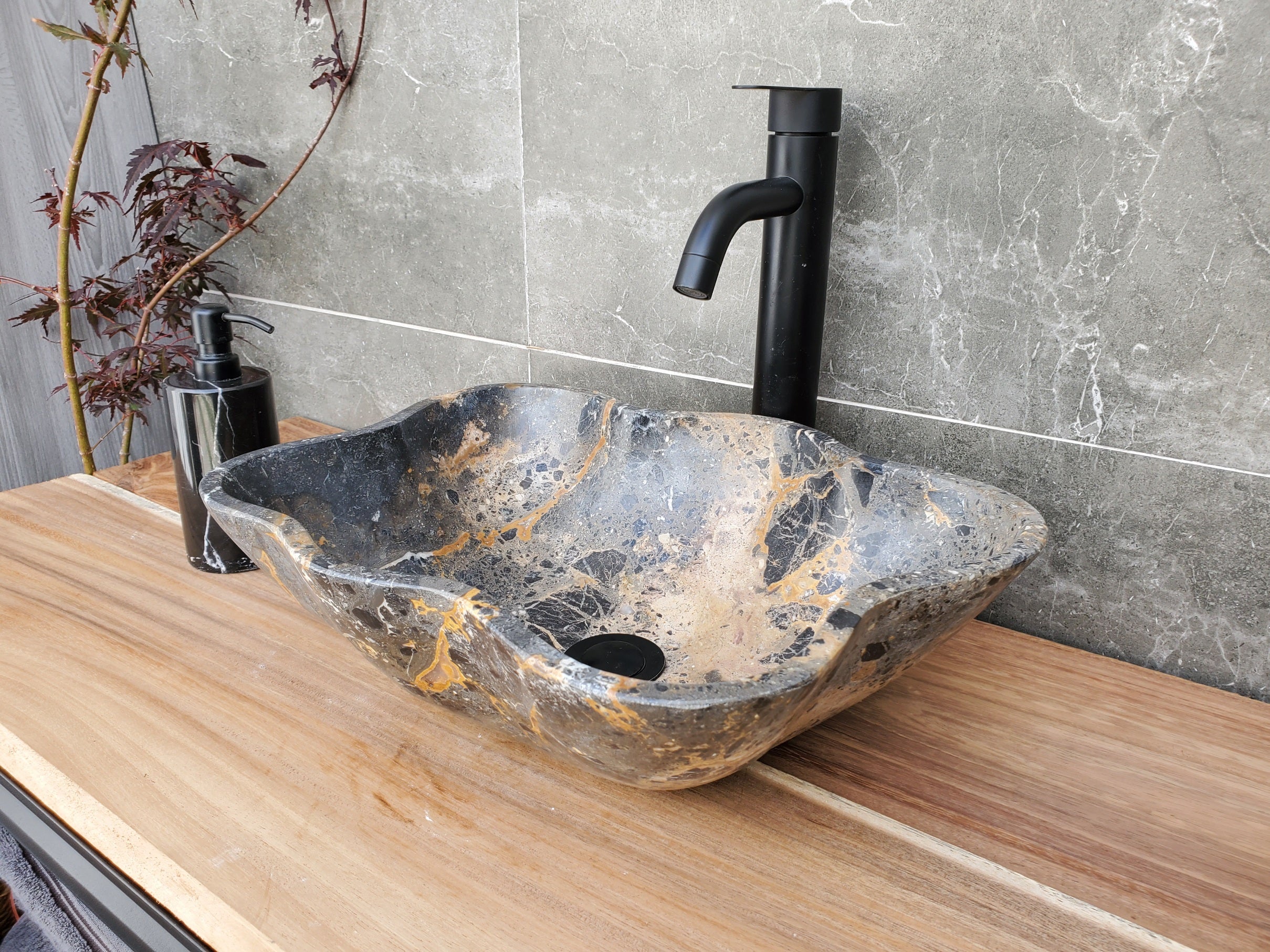 S29_23 Natural Stone Vessel Bathroom Sink - 16.5 x 13 inch