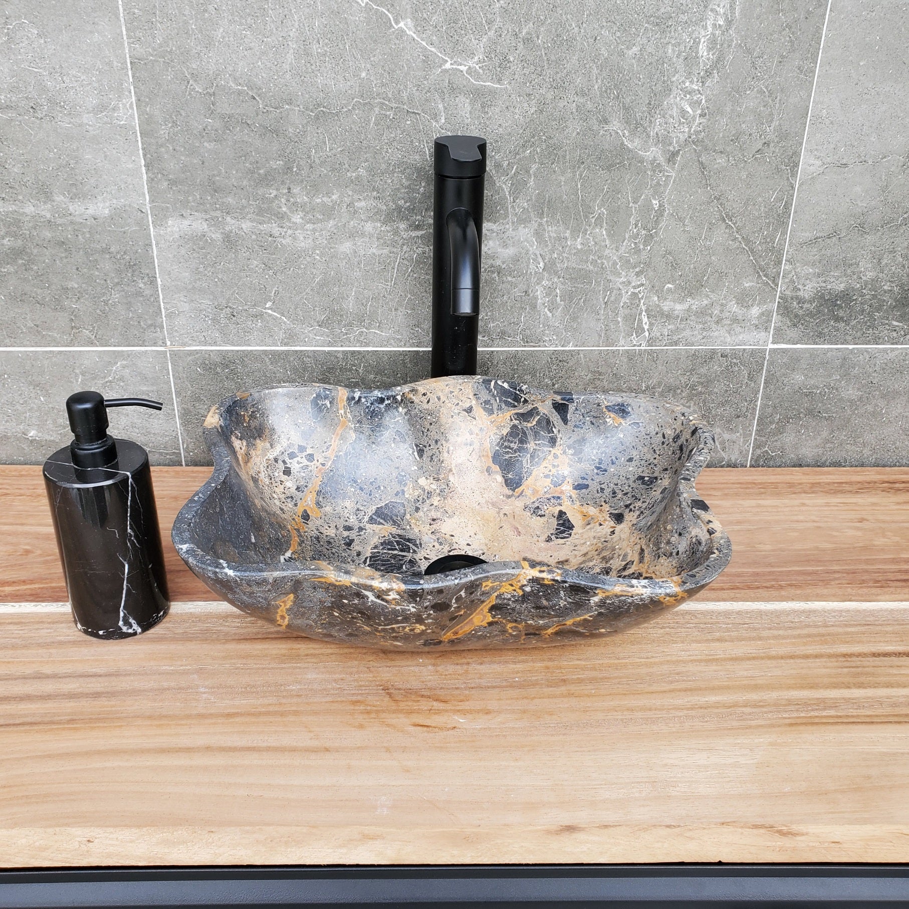 S29_23 Natural Stone Vessel Bathroom Sink - 16.5 x 13 inch