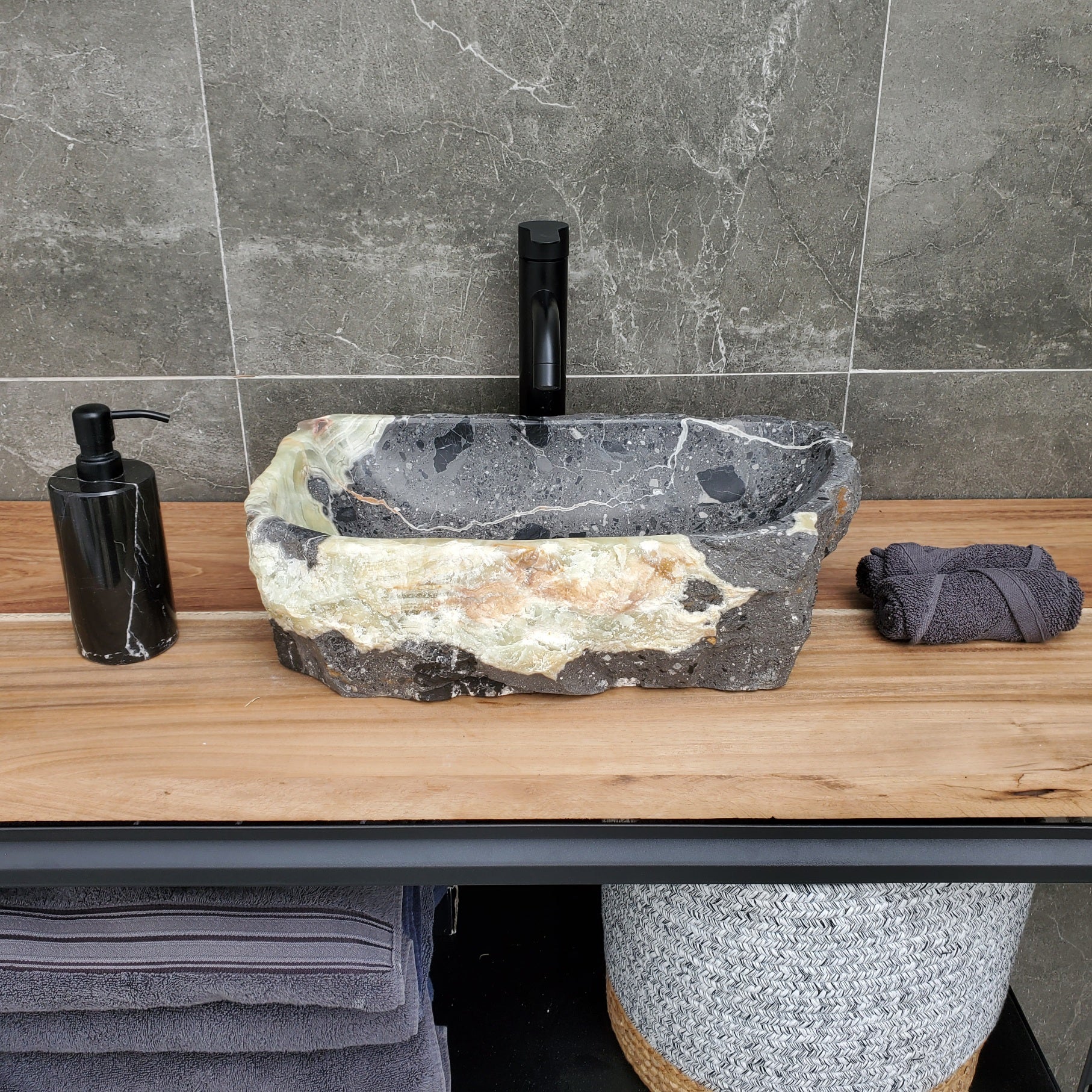 S29_27 Natural Stone Vessel Bathroom Sink