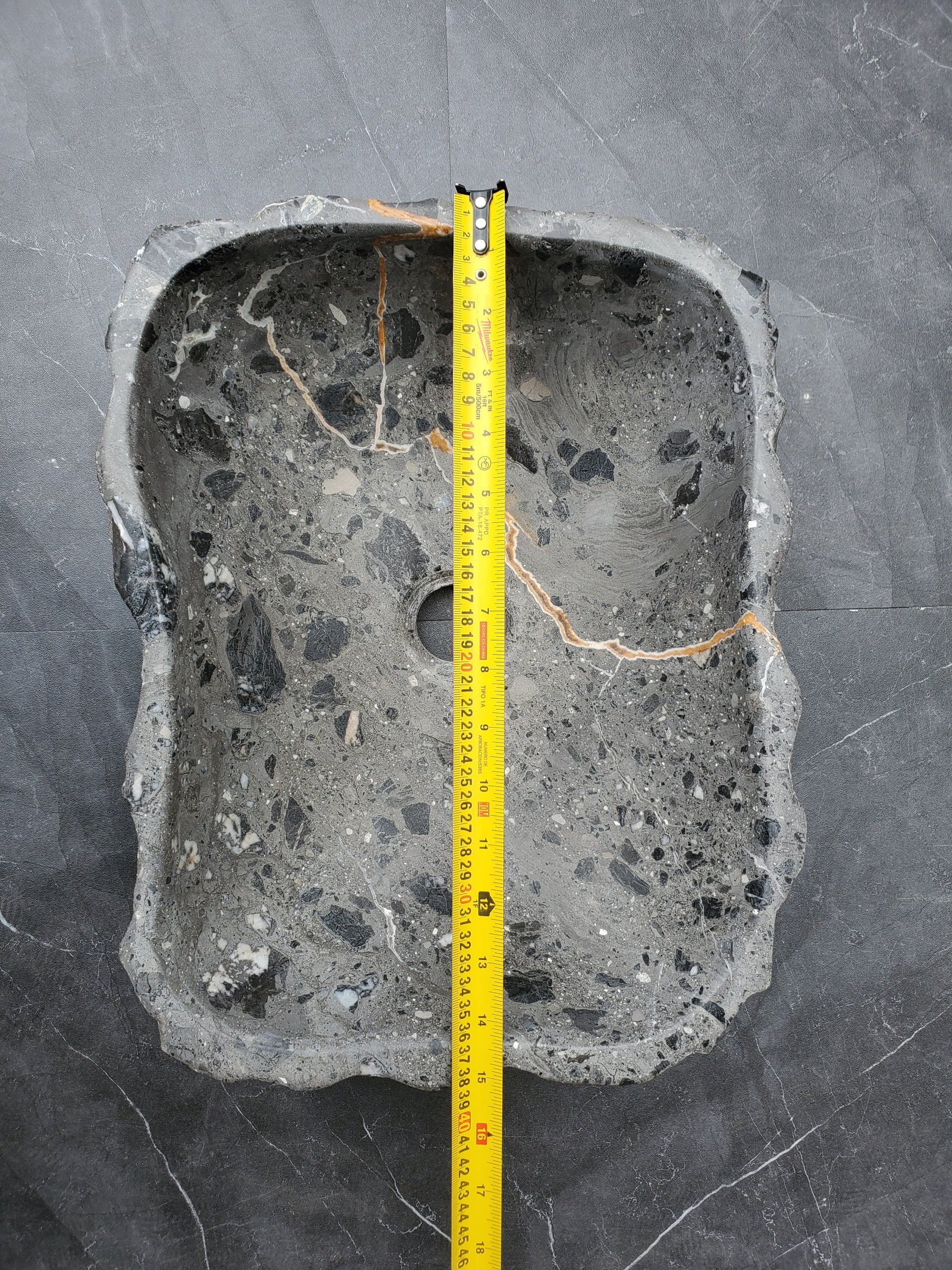 S29_25 Natural Stone Vessel Bathroom Sink - 15 x 11 inch