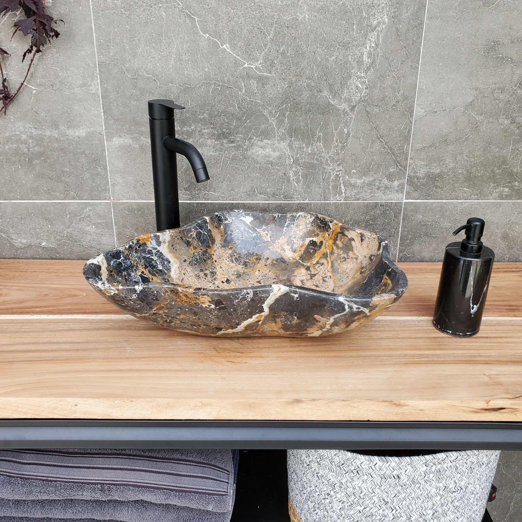 S29_24 Natural Stone Vessel Bathroom Sink - 19 x 14 inch