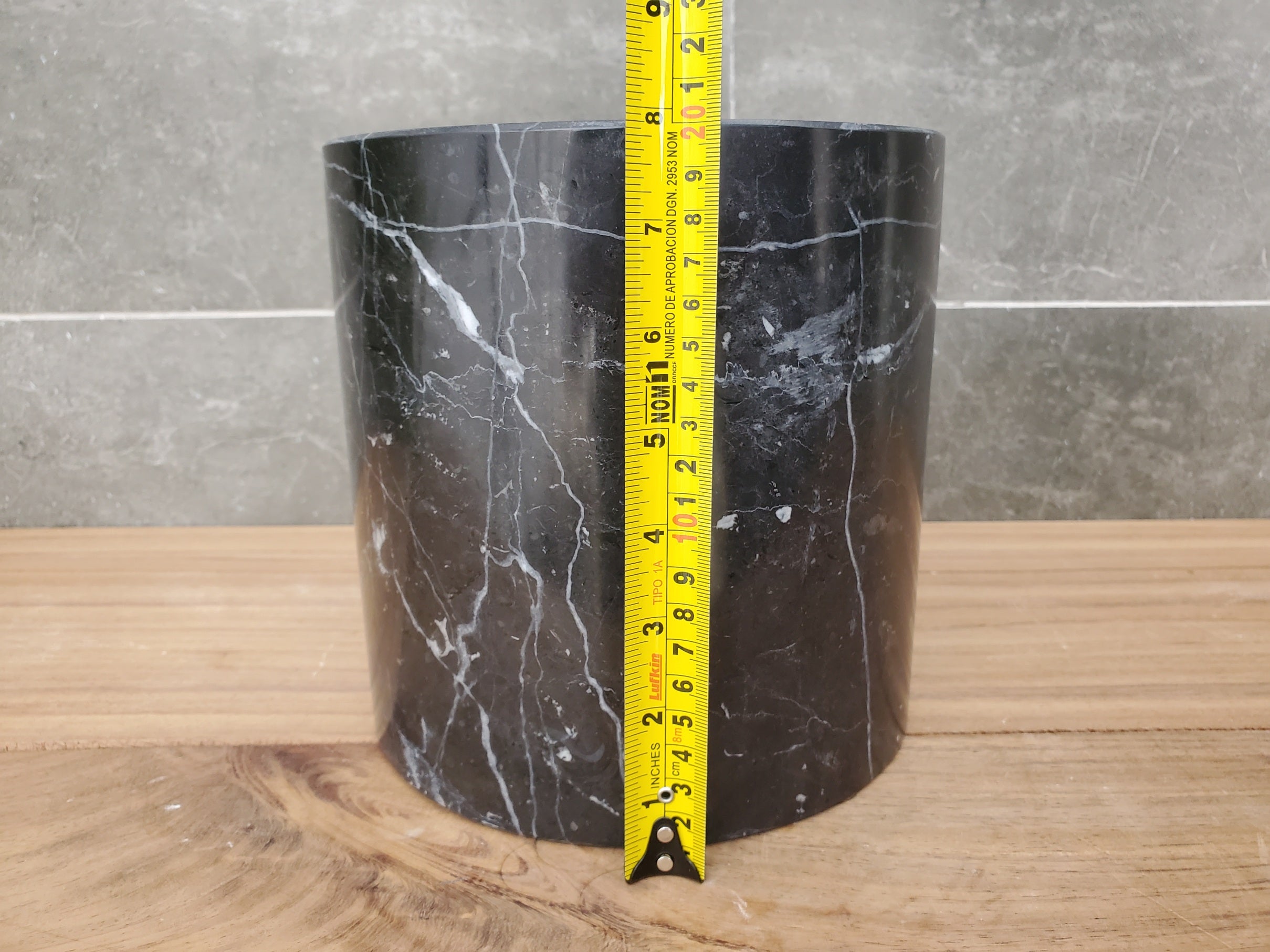 WB_09RD Black Marble Stone Waste Basket - Polished Finish