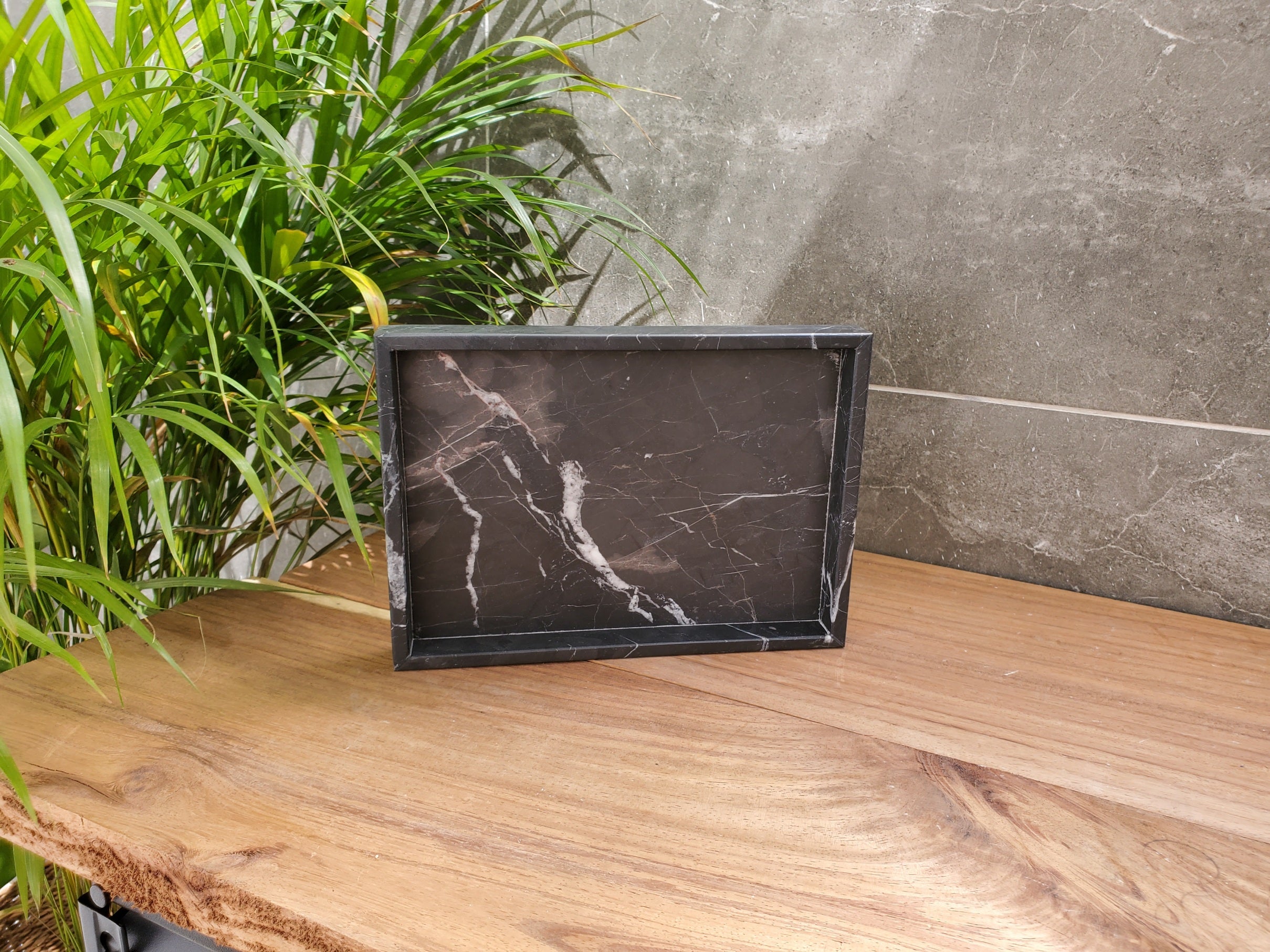 TRAY10 Black Matte Marble Tray, Jewelry Organizer Bath Home