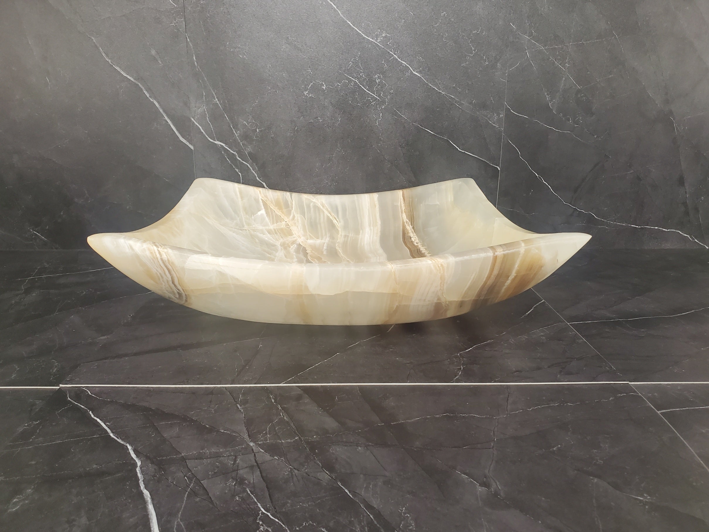 S25_01 Square Onyx Vessel Bathroom Sink