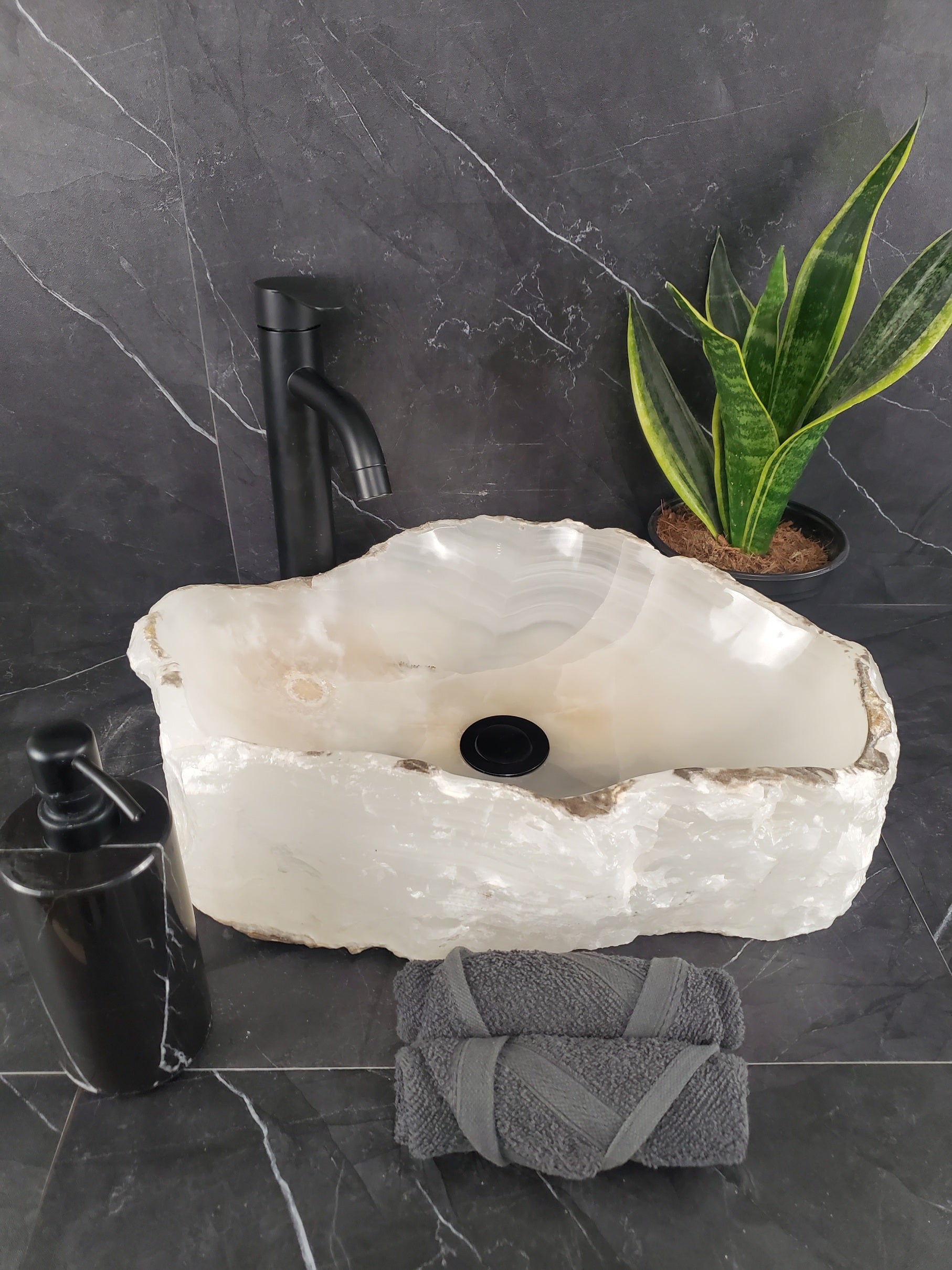 S26_04 Onyx Stone Bathroom Vessel Sink