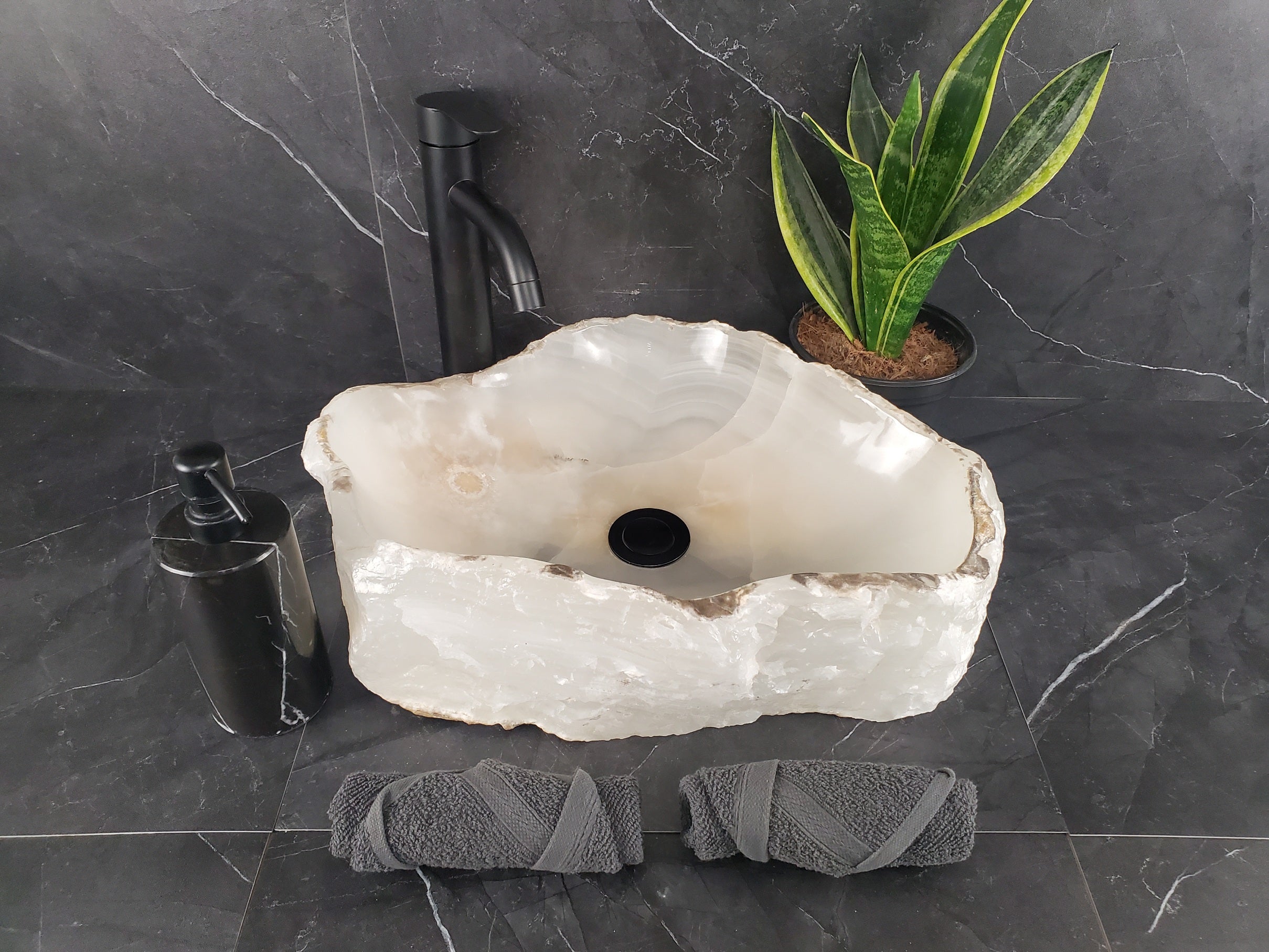 S26_04 Onyx Stone Bathroom Vessel Sink