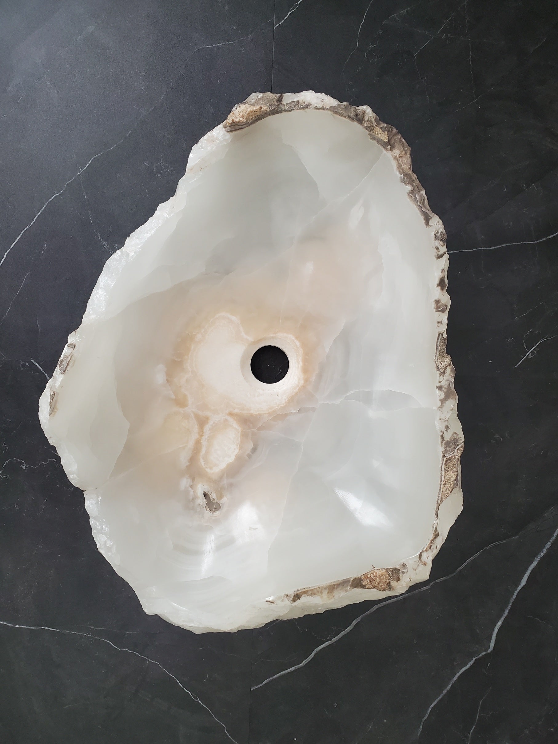 S26_05 Onyx Stone Bathroom Vessel Sink - 19.5 x 15.5 inch